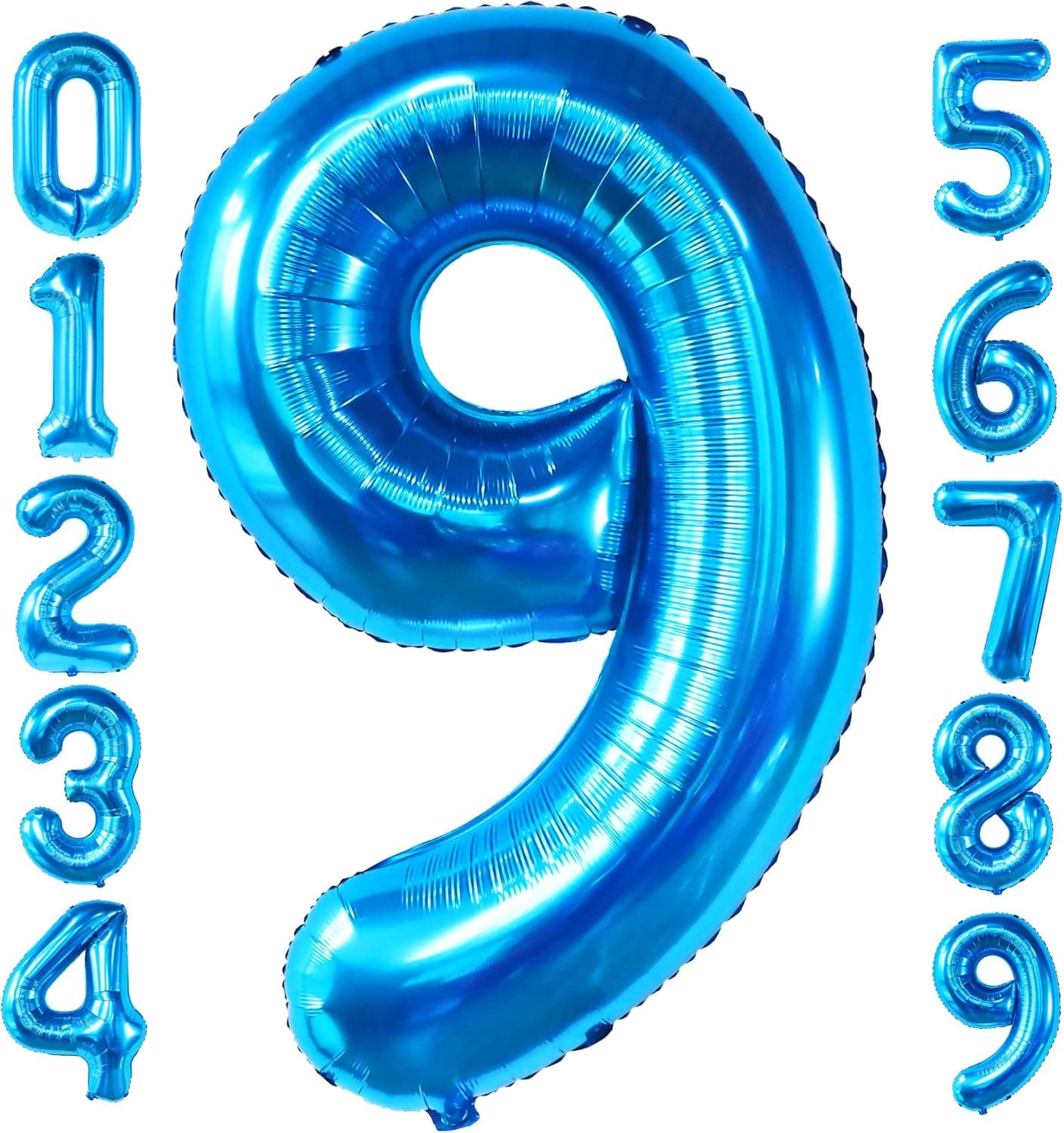 Big, Blue 9 Balloon Number - 40 Inch | Blue Number 9 Balloons for Birthdays | 9th Birthday Balloons, 9th Birthday Decorations for Boys | Number 9 Balloon for Shark Balloons, Shark Birthday Decorations