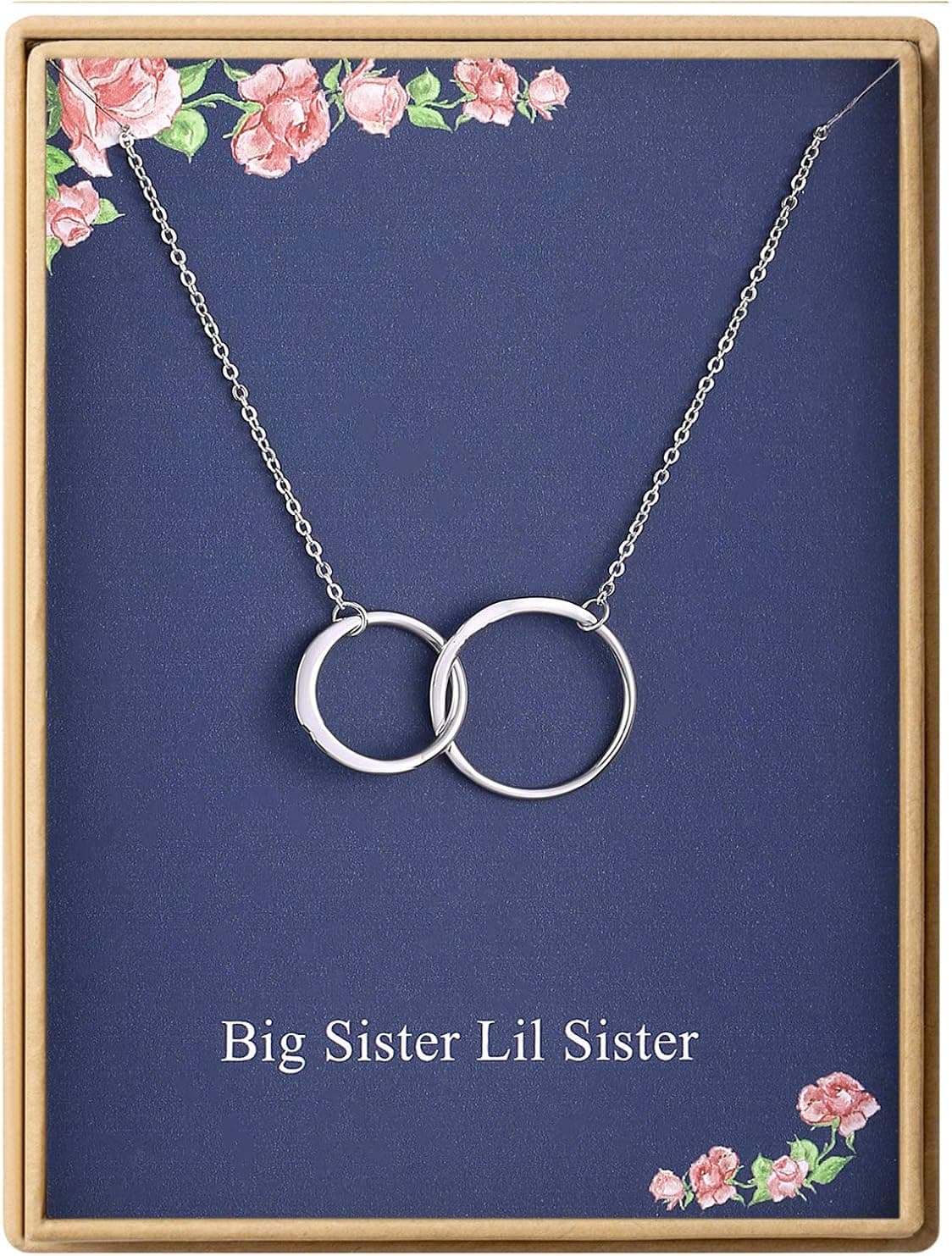Lcherry Big Sister Lil Sister Necklace Two Interlocking Infinity Double Circles Necklace for Women