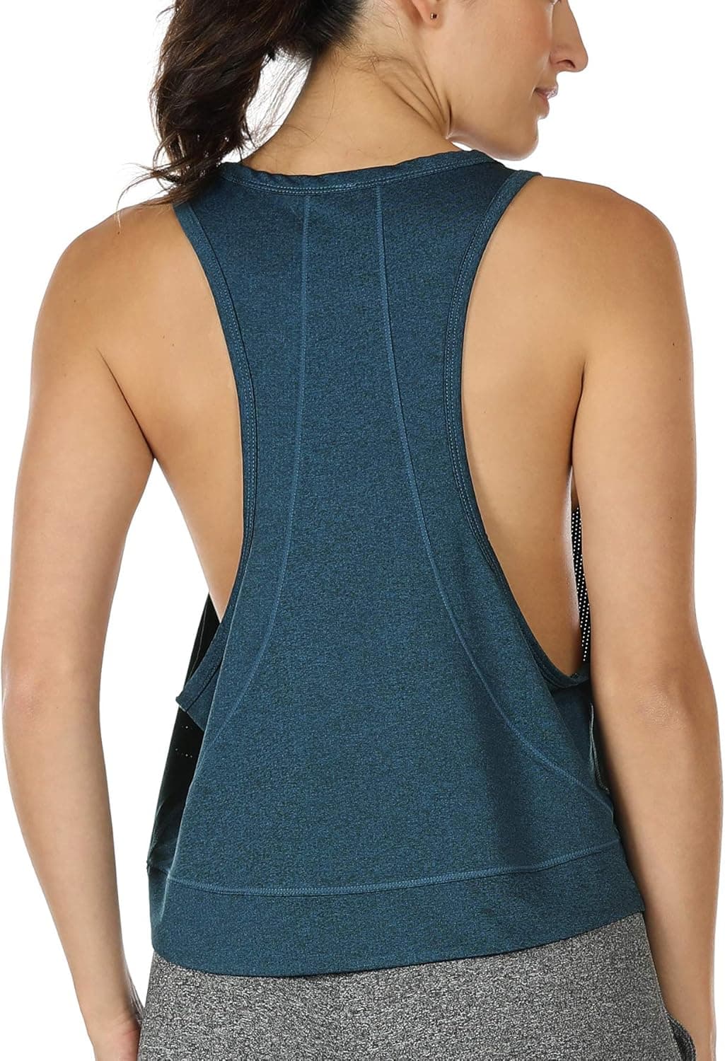 icyzone Cropped Workout Tops for Women, Athletic Yoga Gym Racerback Tank Tops, Running Exercise Shirts