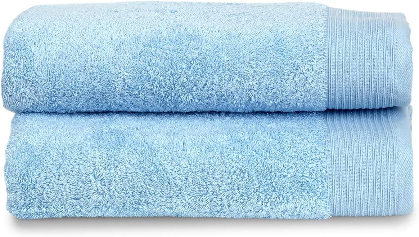 TowelSelections Organic Cotton Luxury Towels, Soft Absorbent 100% Organic Turkish Cotton, Cool Blue, 2 Bath Towels