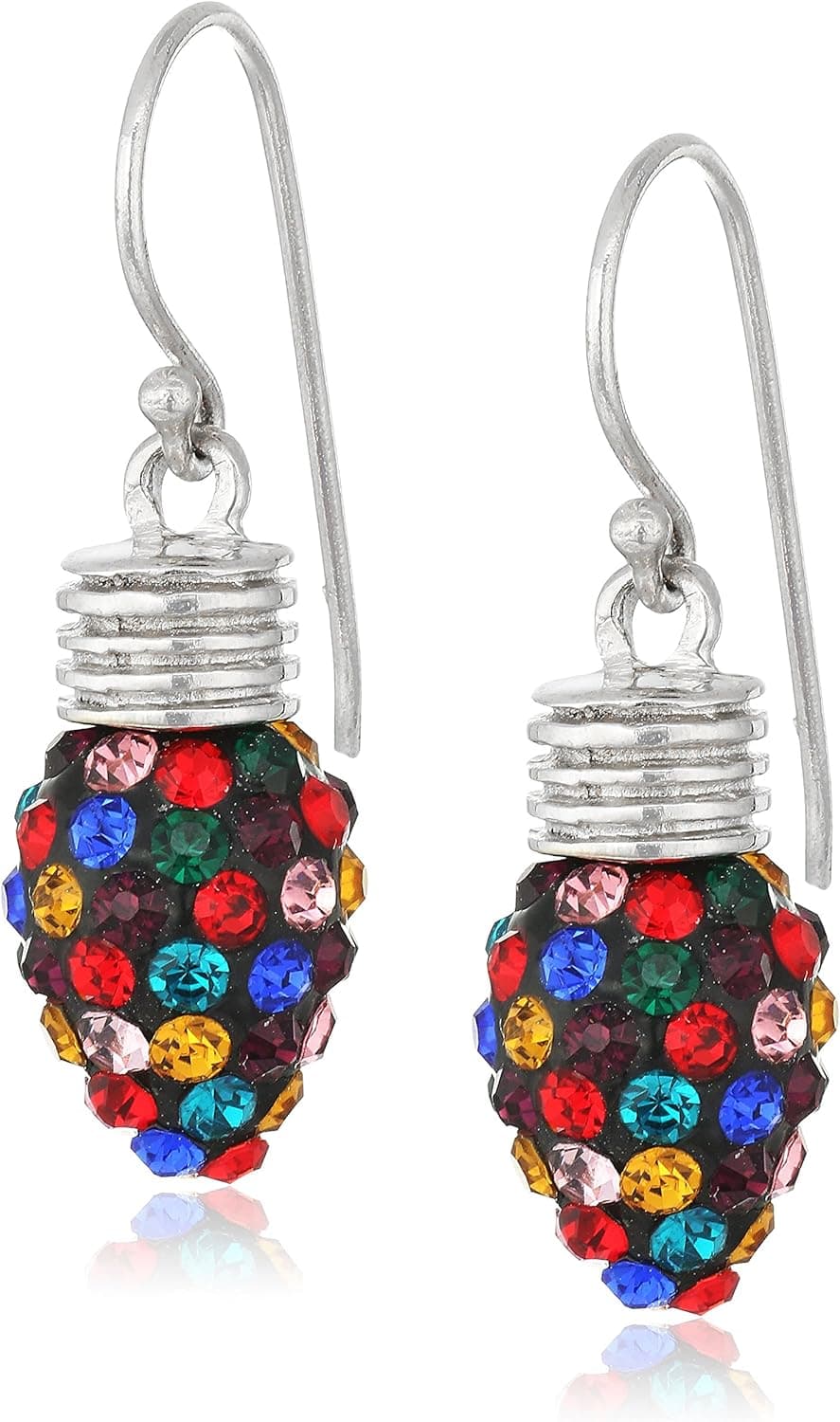 Amazon Collection Silver Plated Crystal Light Bulb Drop Earrings
