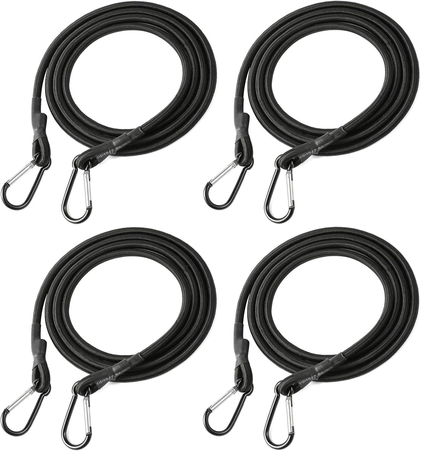 Anndason Bungee Cords with Hooks Heavy Duty Bungee Cord with Carabiner Hook Sturdy Latex Bungee Cords for Trailers,Luggage Racks, Kayak,Camping and Bicycle Load (4 PCS, 36 Inch)