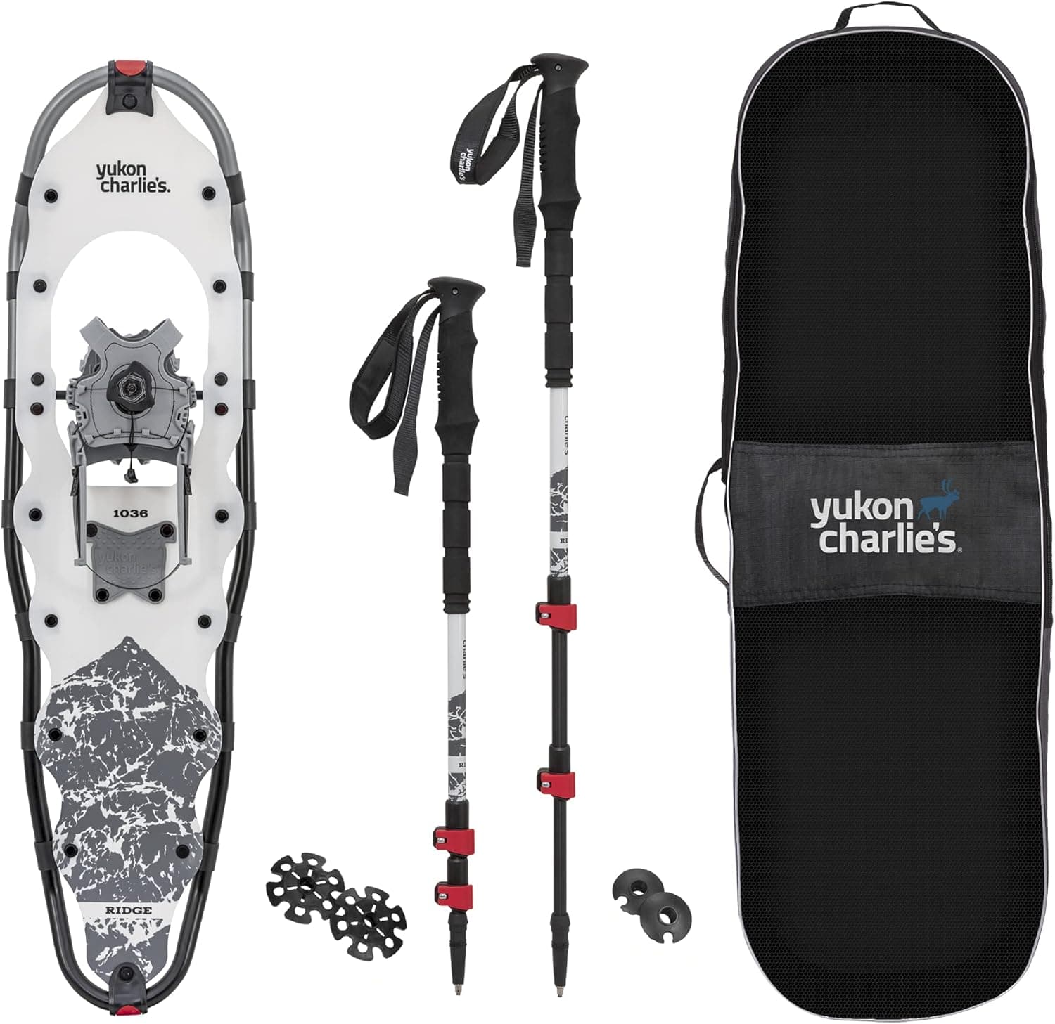 Yukon Charlie's Ridge Snowshoe Kit, Includes Snowshoes, Trekking Poles and Storage Bag