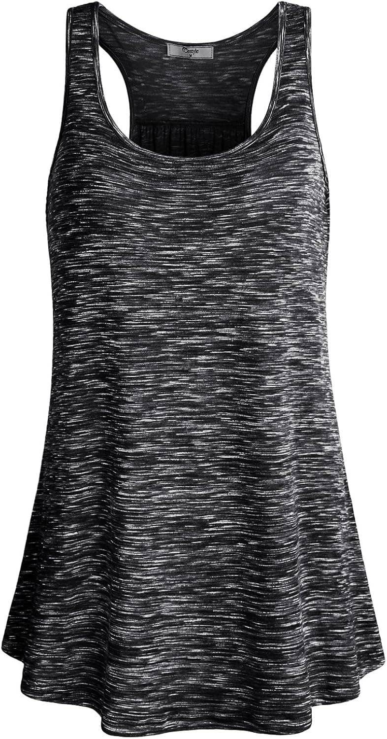 Cestyle Womens Sleeveless Scoop Neck Flowy Loose Fit Workout Shirts Racerback Long Tank Tops