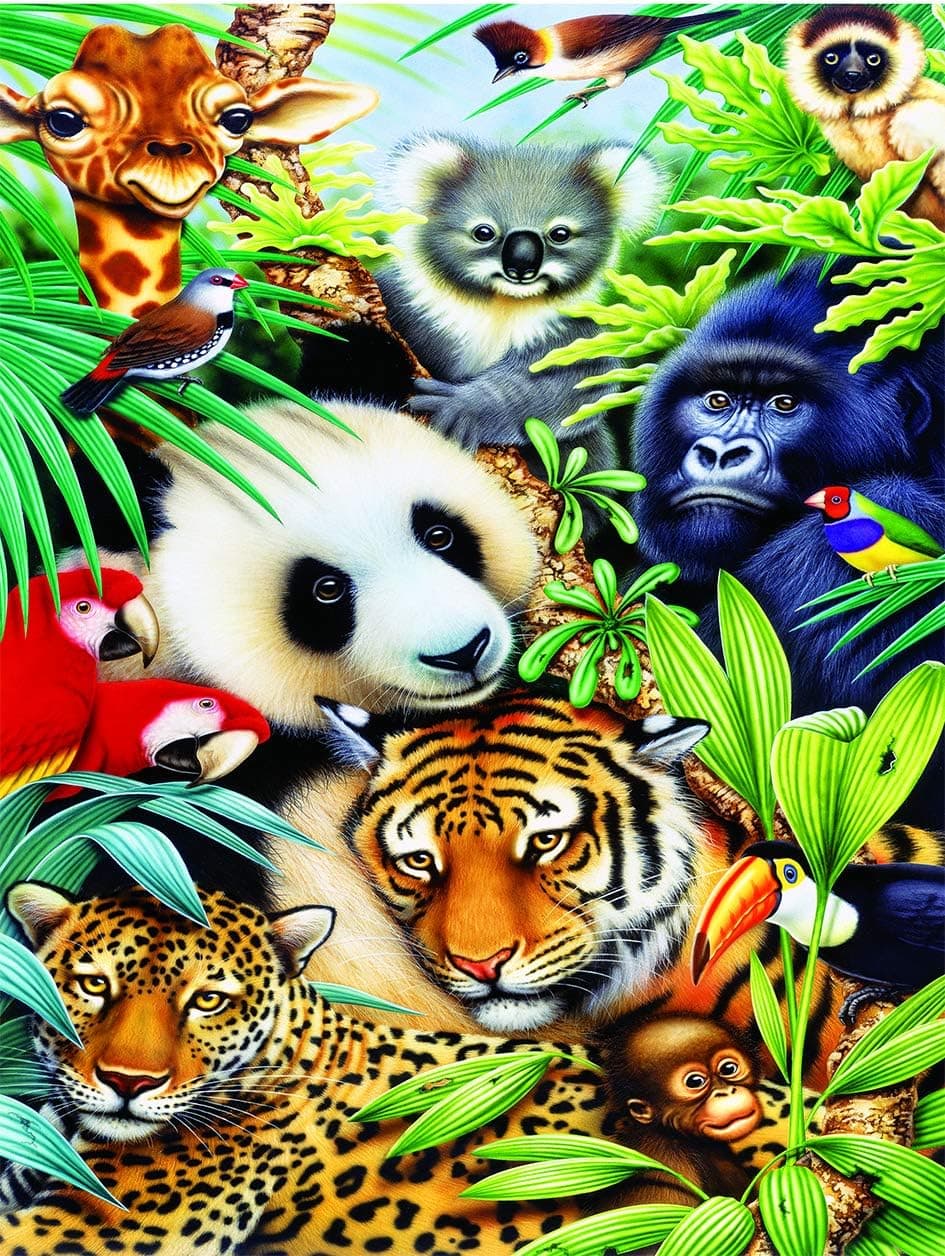 300 Piece Puzzles for Adults Box Set - Large Piece - 2 X 300 Pieces - Animal Magic and Jungle Magic Jigsaw Puzzles