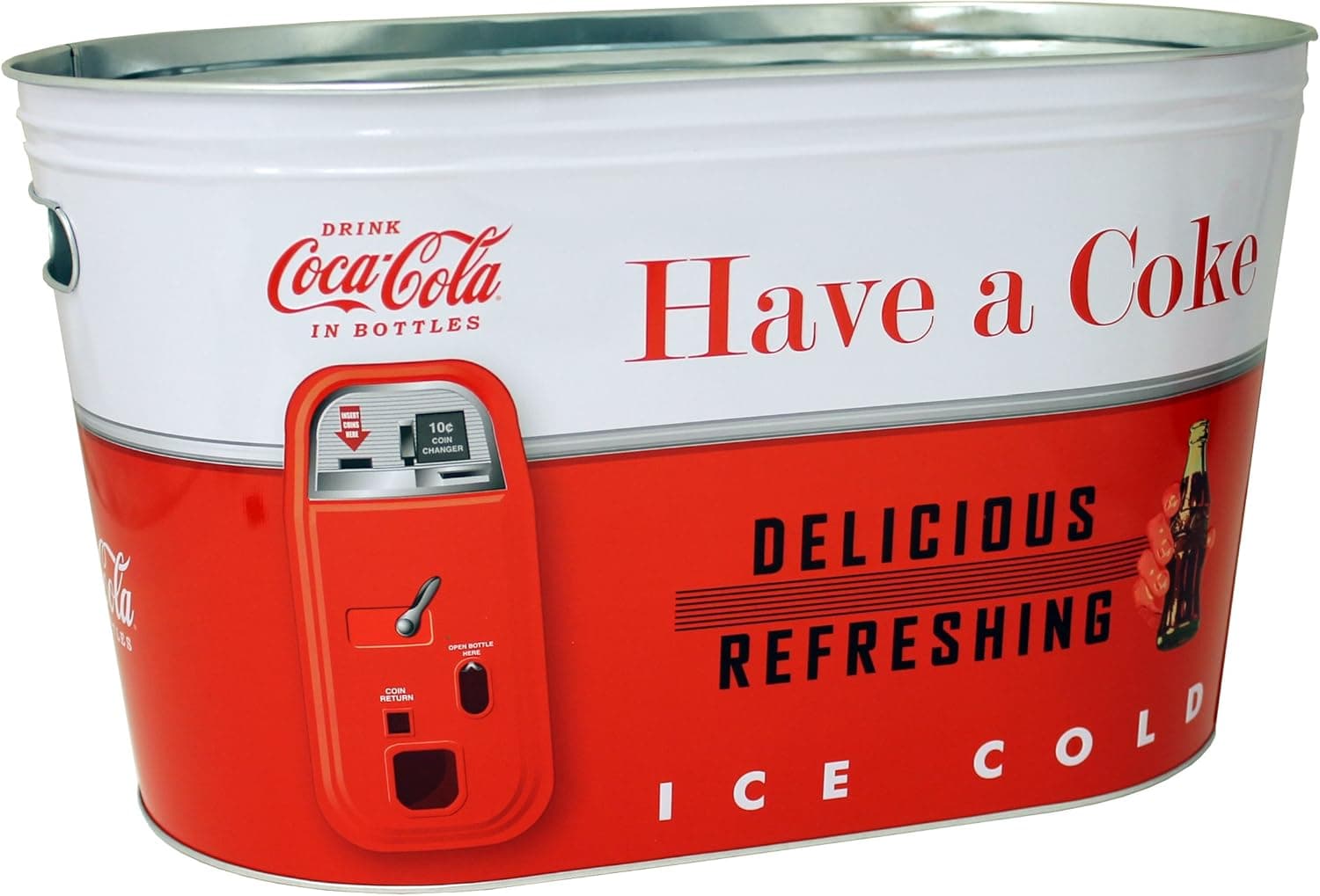 The Tin Box Company 770487 Coca Cola Large Galvanized Party Tub with Handles