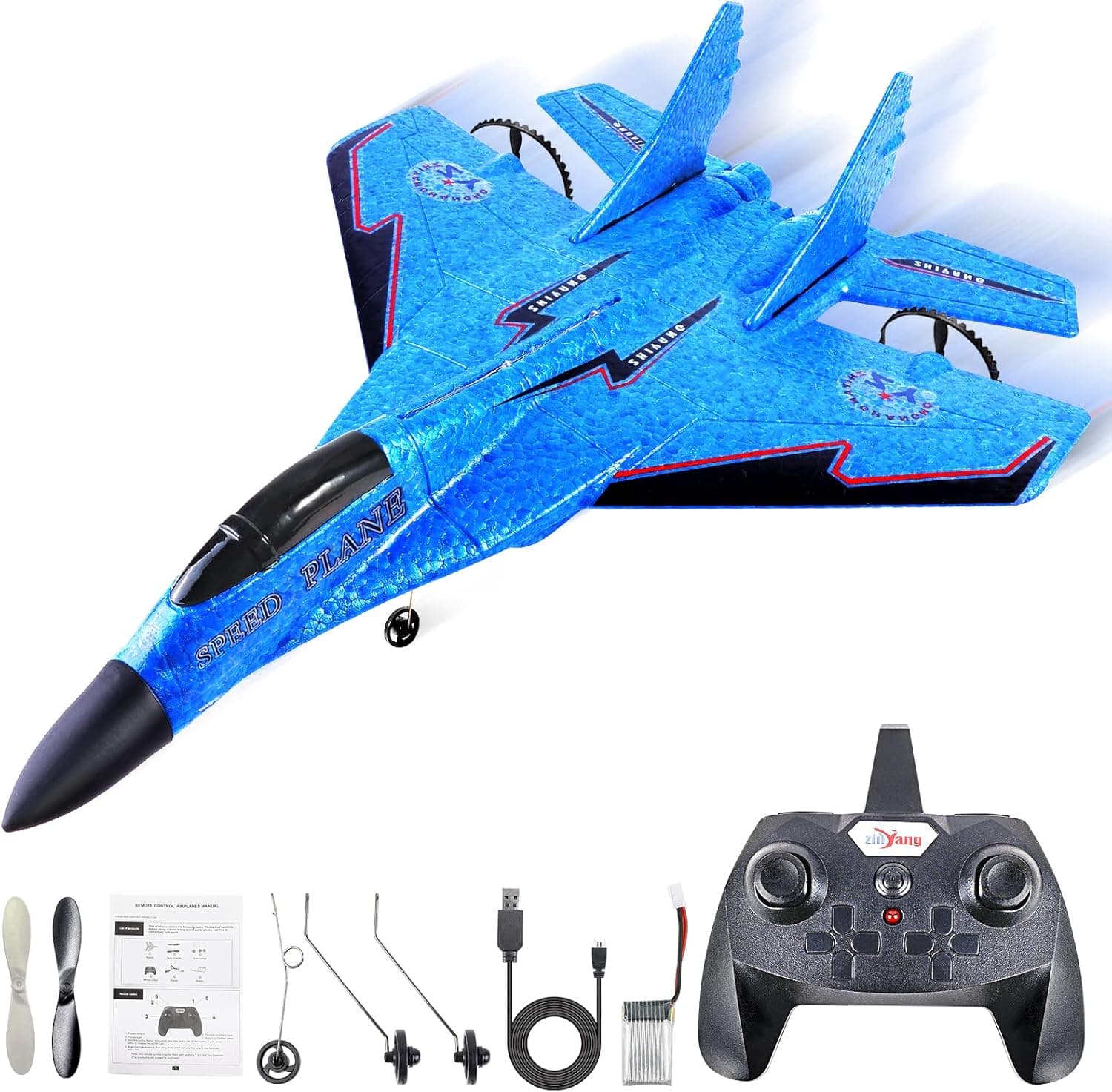 LUCKJOY RC Plane, RC Airplanes, 2.4GHz 2CH Remote Control Airplanes with Automatic Balance System, ZY-530PRO RC Glider for Beginner Adult Kids, Easy to Fly EPP Foam RC Aircraft Fighter with LED Light