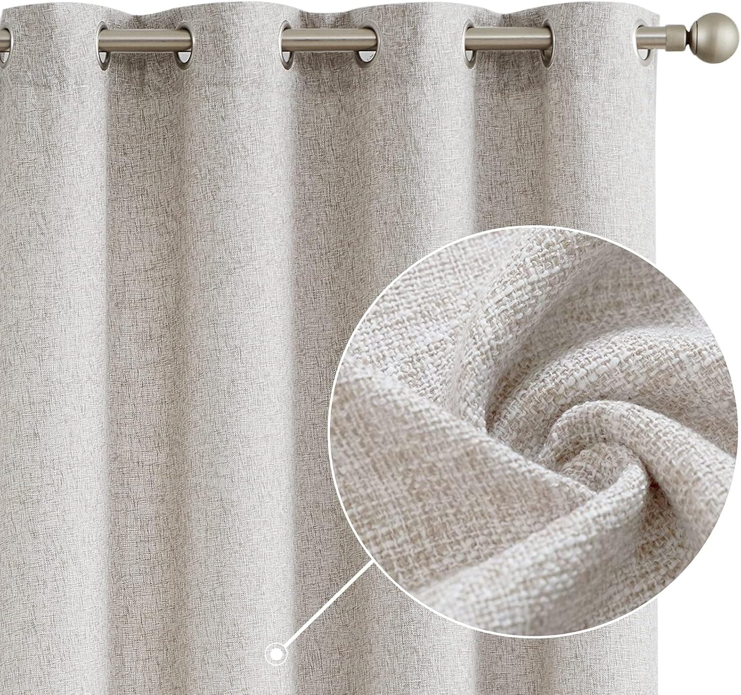 jinchan Linen Look Curtains for Living Room 96 Inches Long Light Filtering Farmhouse Window Curtains for Bedroom Drapes 2 Panels Heathered Beige