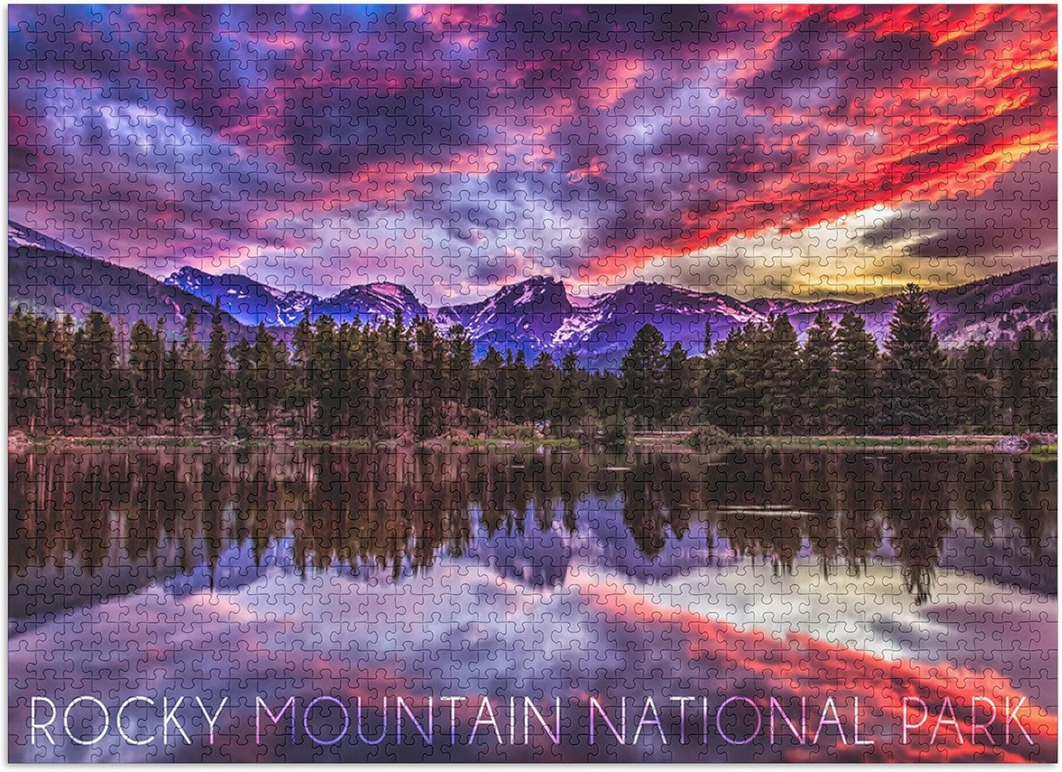 Rocky Mountain National Park, Colorado, Sunset and Sprague Lake (1000 Piece Premium Puzzle, Made in USA)