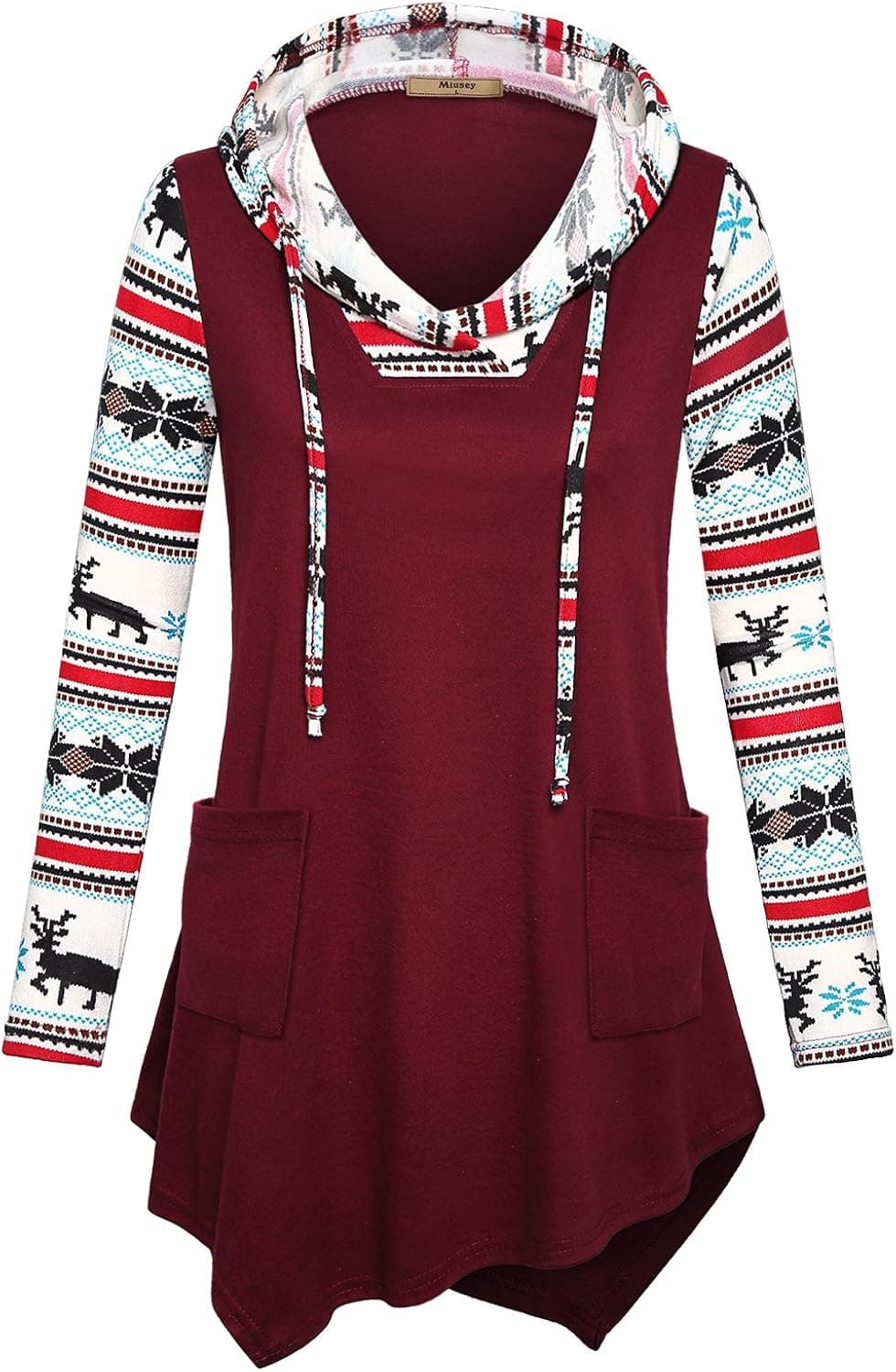 Miusey Womens Long Sleeve Color Block Lightweight Pullover Sweatshirt Hoodies