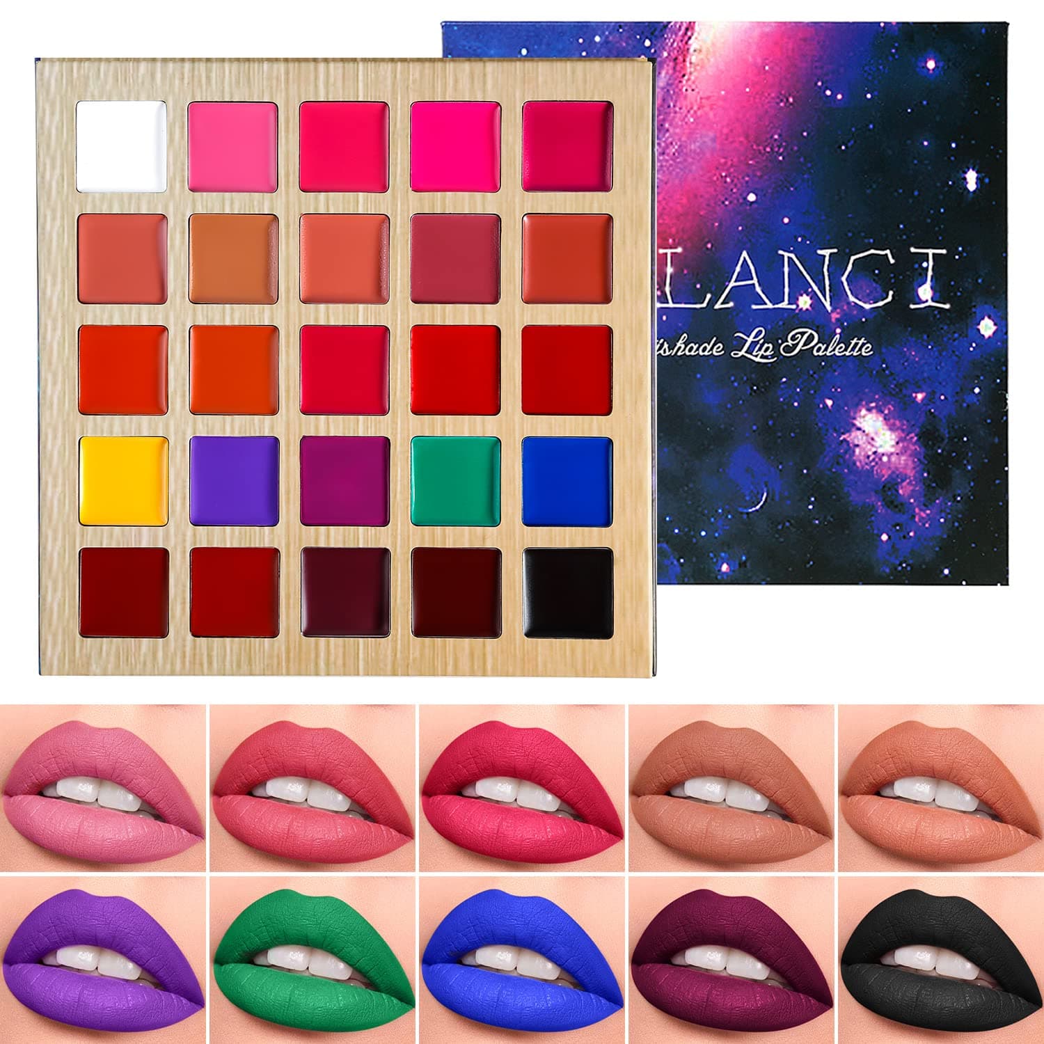Lip Gloss Lipstick Palette Makeup Nude Red Peach Pink Shades 25 Color,DE'LANCI Professional Moisturizing+Long Lasting Soft Smooth Lipstick Pallet, Waterproof,Pigmented Festival Halloween Body Face Paint For Girl/Women/baby