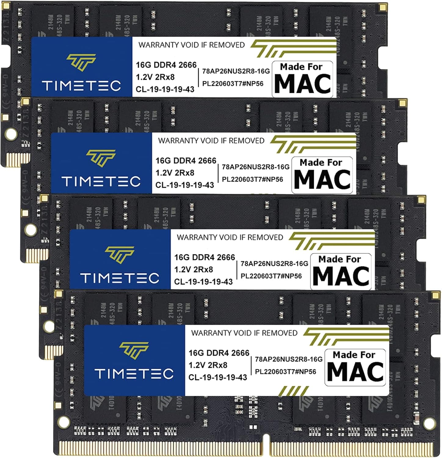 Timetec 64GB KIT(4x16GB) Compatible for Apple DDR4 2666MHz for Mid 2020 iMac (20,1 / 20,2) / Mid 2019 iMac (19,1) 27-inch w/Retina 5K Display PC4-21333 / PC4-21300 CL19 SODIMM Memory MAC RAM Upgrade