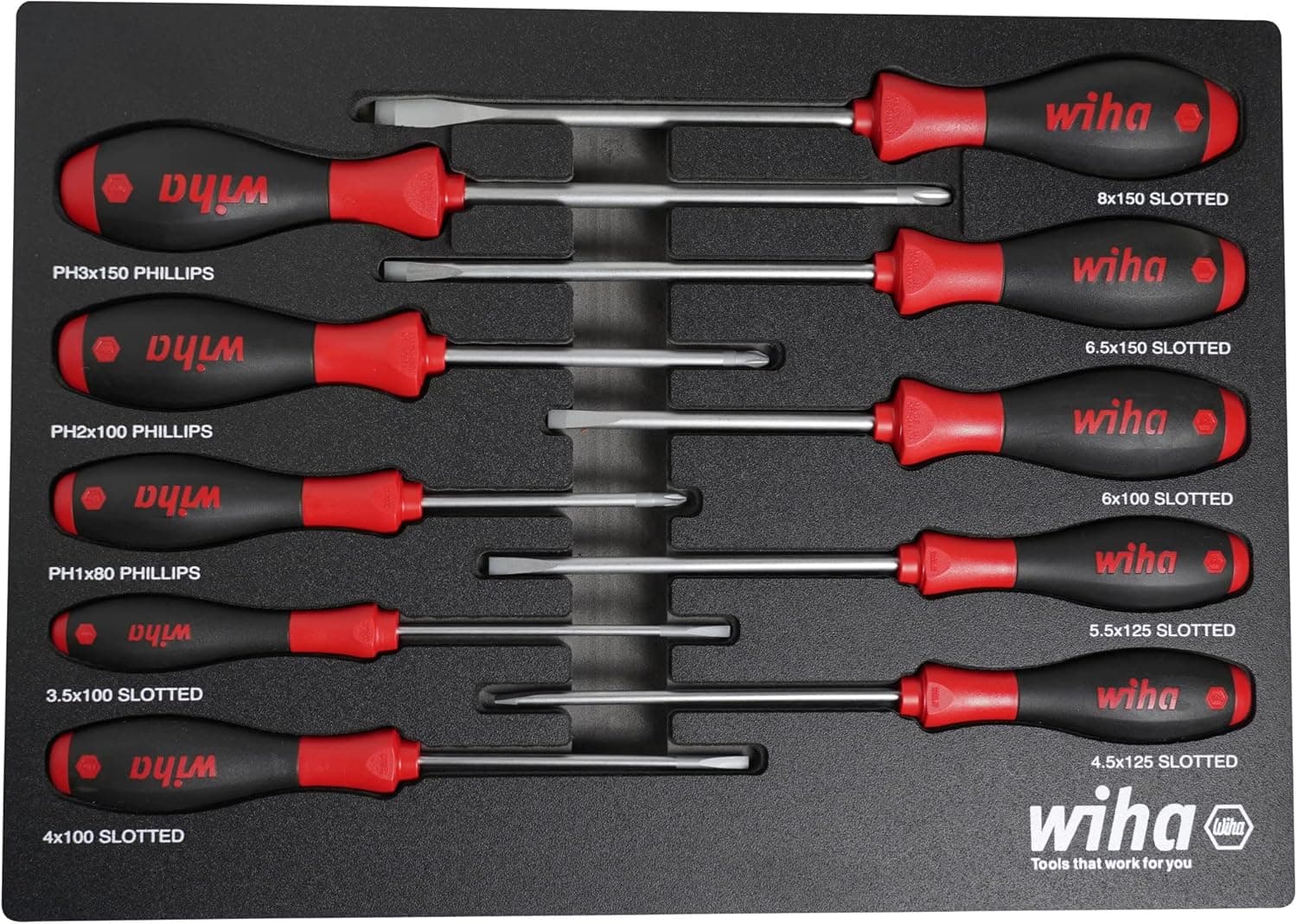 Wiha 30280 10 Piece SoftFinish Cushion Grip Screwdriver Tray Set