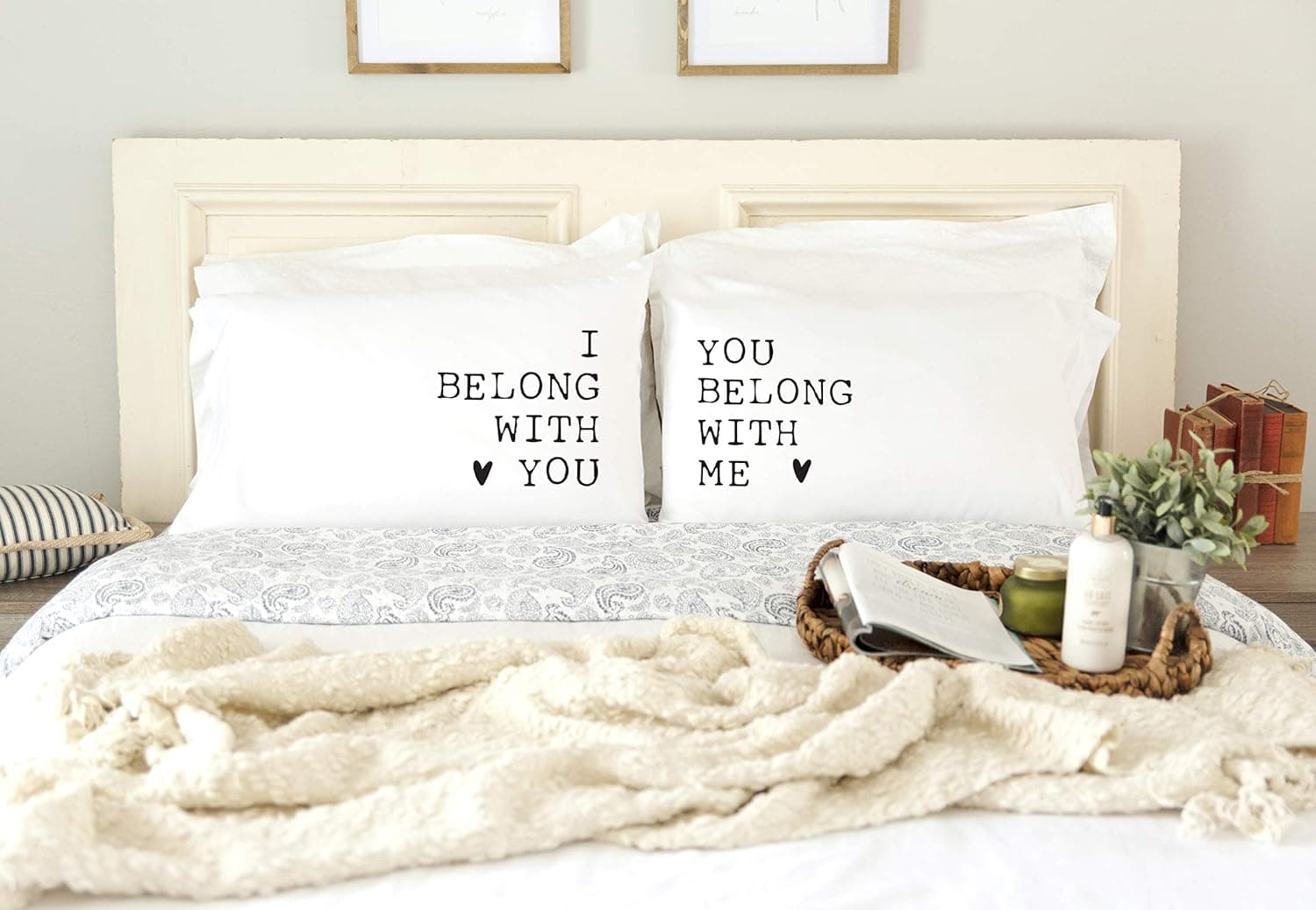 Pillow Cases for Couples - His and Hers Honeymoon Pillowcases - Valentines Day Gifts, Wedding and Engagement Gifts for Couples, Gifts for Wife from Husband (Belong with You Design)