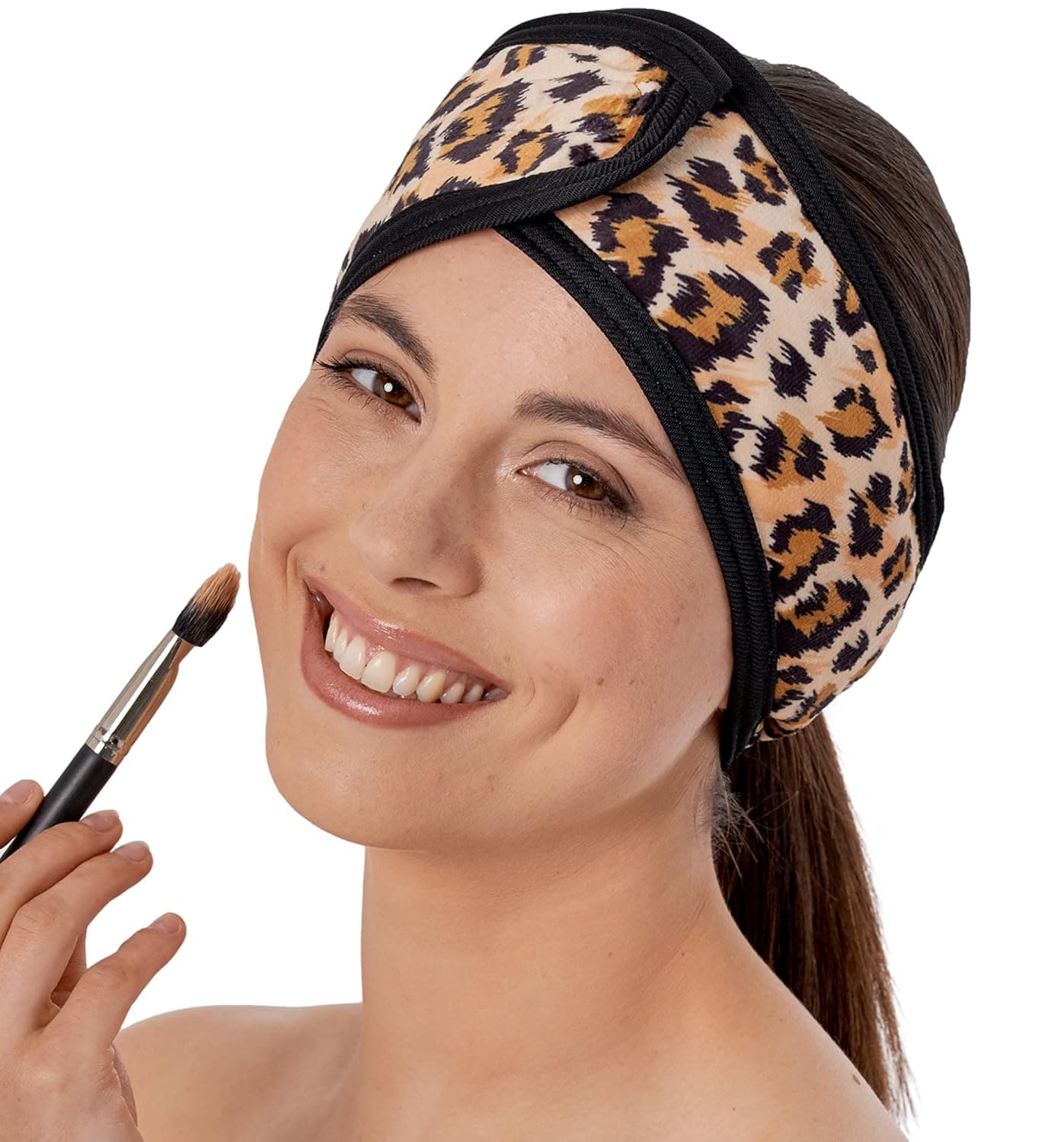 Spa Headband for Washing Face - Makeup & Skincare Face Wash Head Band - Face Mask Towel Terry Hair Band for Women - Cheetah