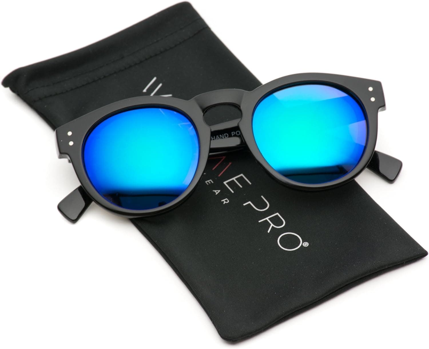 Vintage Inspired Mirror Lens Round Horned Rim Frame Retro Sunglasses
