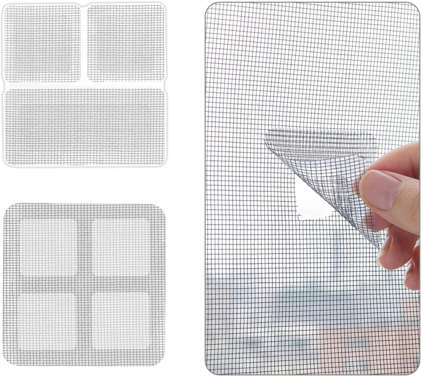 6 Pcs Window Screen Repair Kit, Door Window Screen Repair Tape, Strong Self-Adhesive Screen Tape Mesh Repair Waterproof, Used to Cover Window and Door Screens
