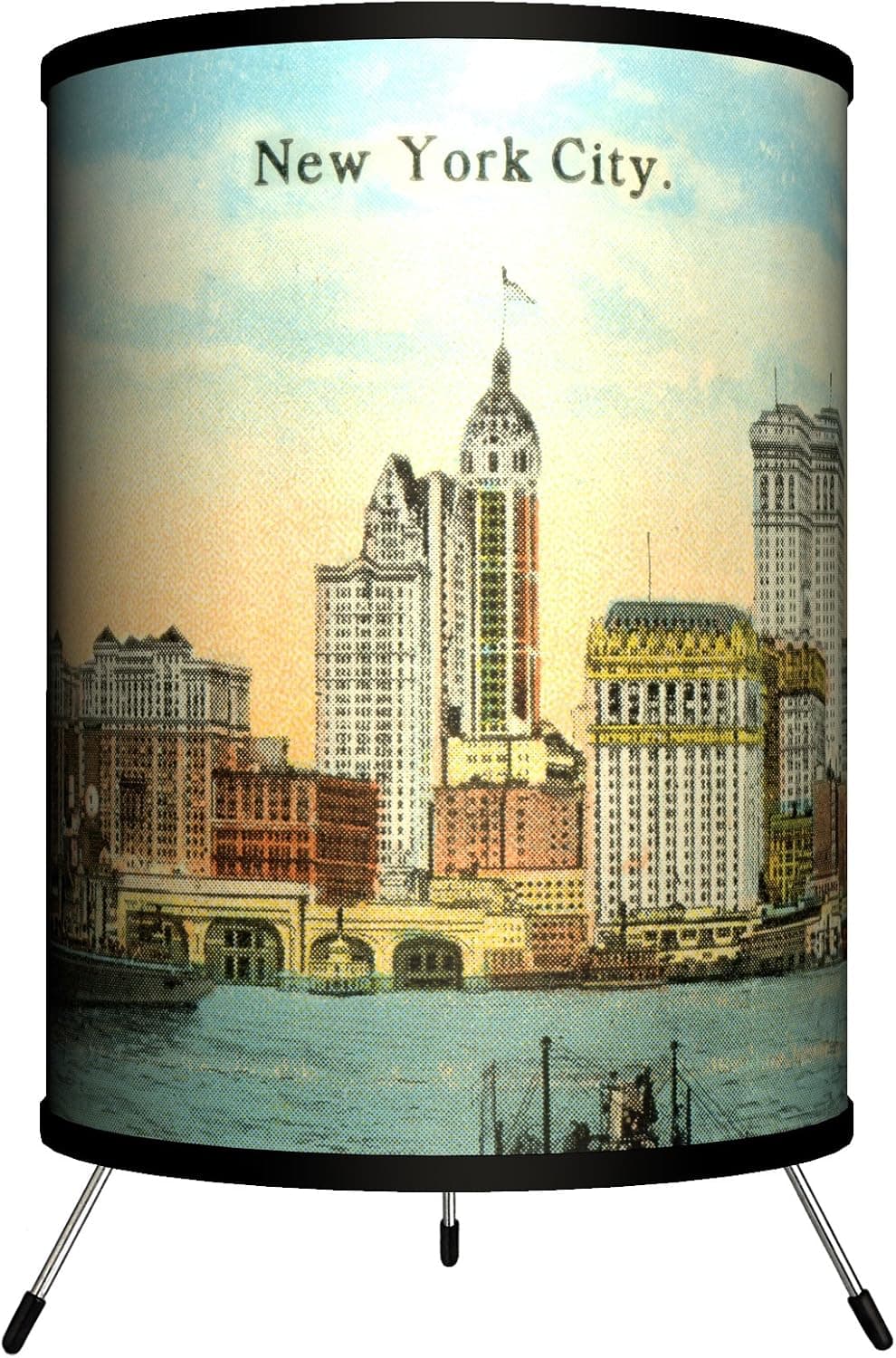Lamp-In-A-Box TRI-TRV-OLDNY Travel - Old New York Postcard Tripod Lamp