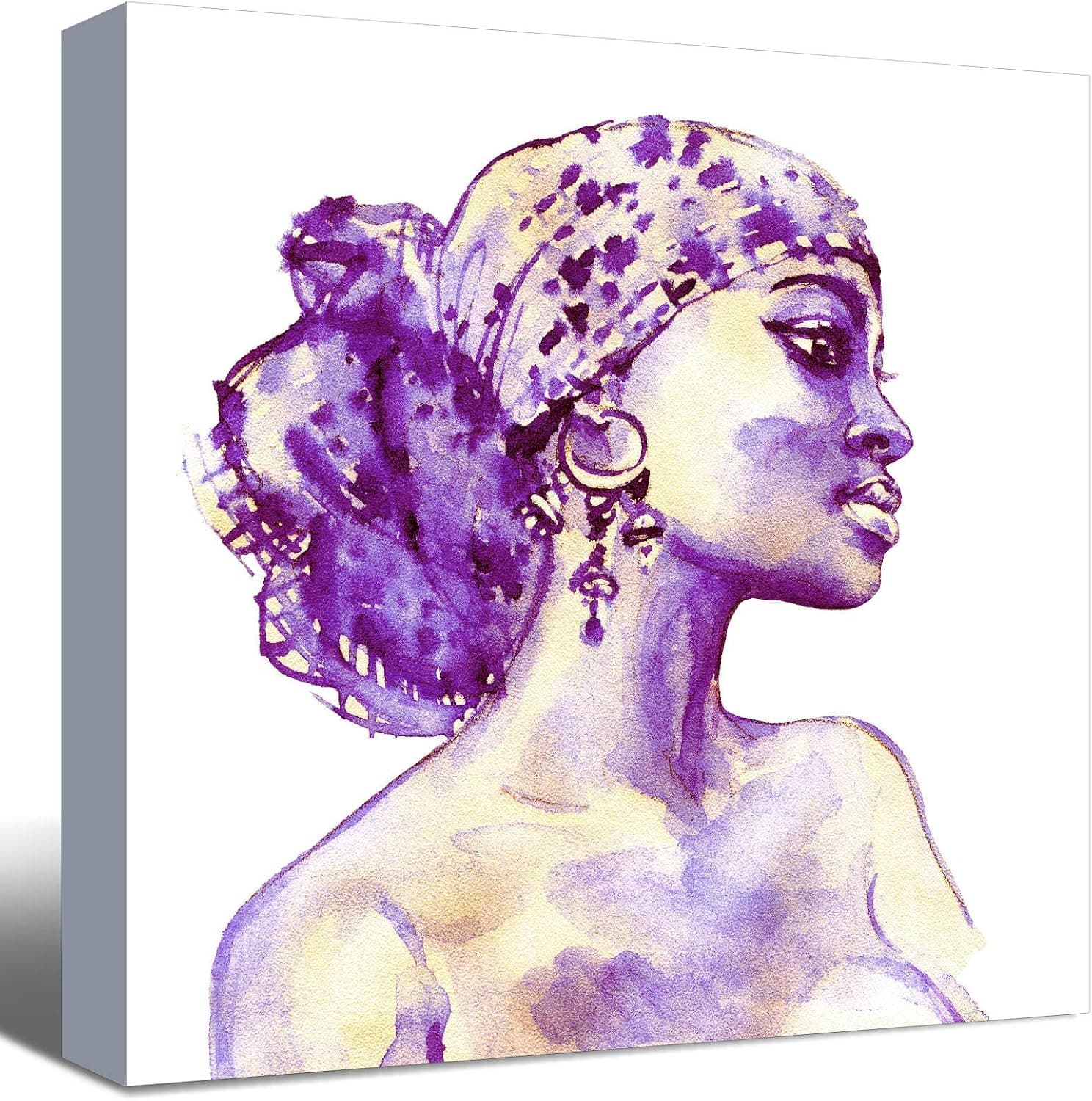 SENEW African American Wall Art for Bedroom, Living Room, Office, Abract Mordern African Woman Black Art Paintings for Wall Canvas Wall Art for Decoration, 16" x 16"