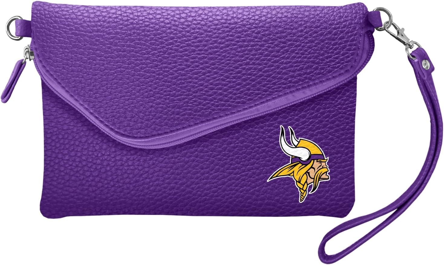 Littlearth NFL Soft Pebble Fold Over Purse - Large Wristlet - includes Shoulder Strap, ,