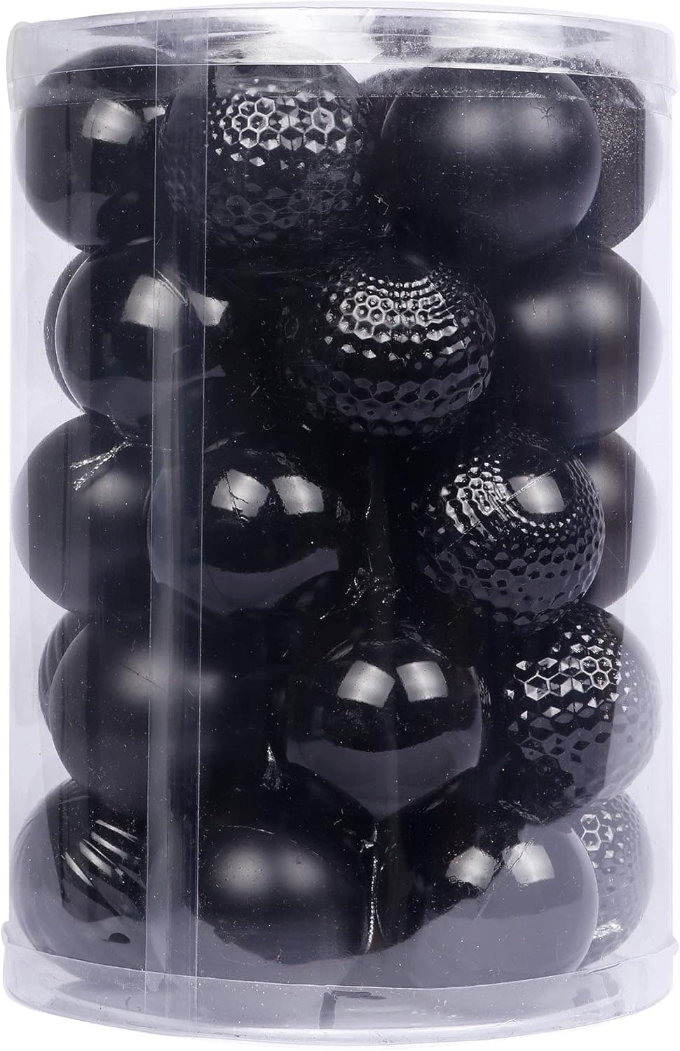 YYCRAFT 34ct Christmas Ball Ornaments 6CM for Xmas Tree Christmas Decorations Shatterproof Hooks Included (Black, M)