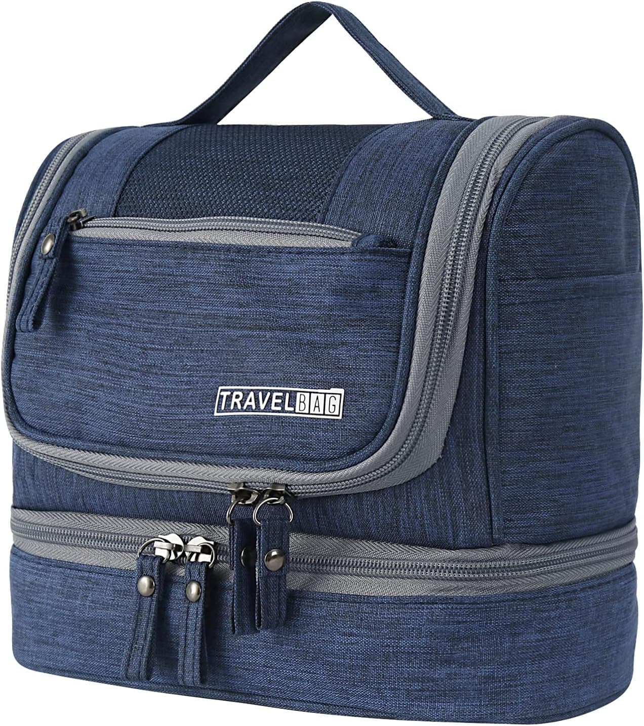 Huygens Toiletry Bag Compact Hanging Travel Toiletry Bag Makeup Organizers Waterproof Cosmetic Bag Bathroom Shower Storage Bag Dop Kit for Men and Women (Navy blue)