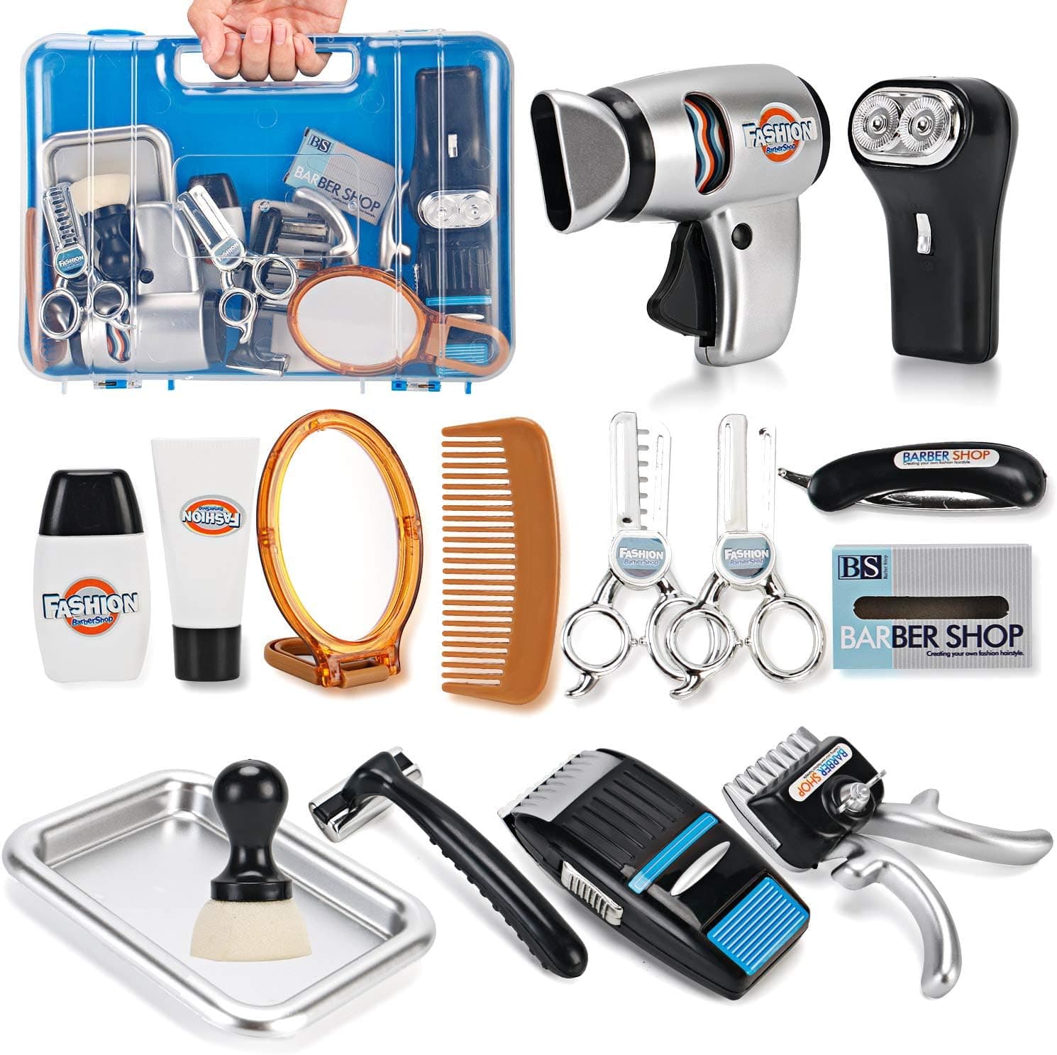 Liberty Imports My First Shaving and Grooming Pretend Play Kit - Kids Barber Playset for Boys with Hair Trimmers, Dryer, Razors and Styling Accessories
