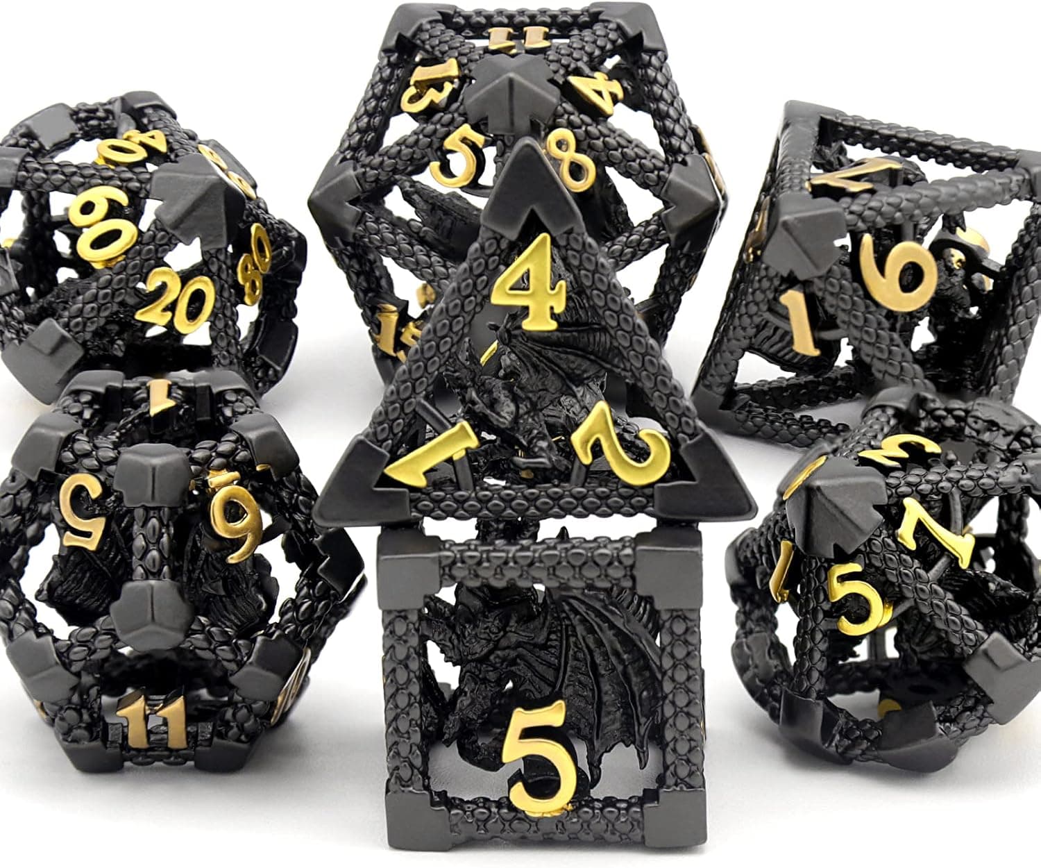 Metal DND Dice Set, ZHOORQI 7 DND Dice Dice Set d&d Dice with Metal Dice Box for Role Playing Games Dice Junkie,Collector(B16)