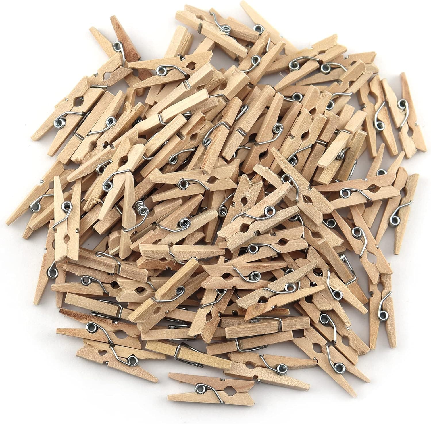 HEEHEE 100 Pack 1 Inch Mini Wooden Clothespins Strong Spring Grip Durable Natural Wood Texture Multipurpose Clothes Pins for Crafts Laundry Photo Hanging