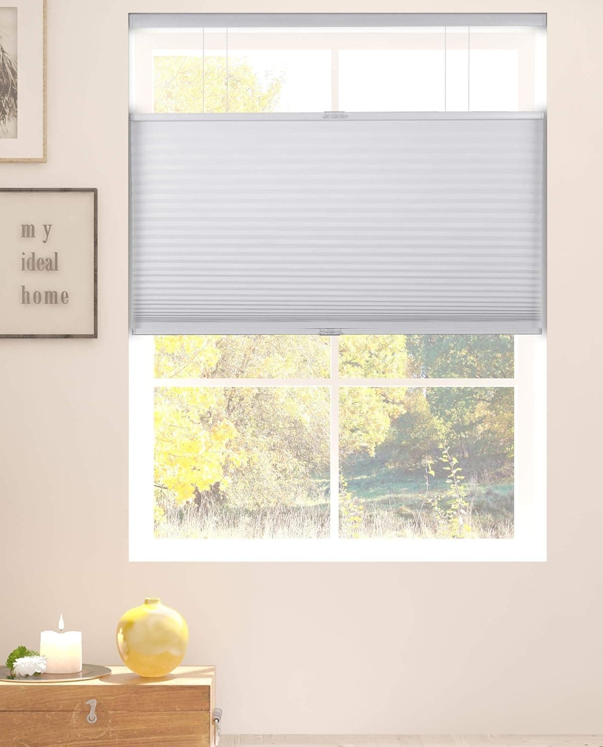 Arlo Blinds White Room Darkening Top Down Bottom Up Deluxe Cordless Cellular Shades - Size: 27" W x 60" H, Cordless Honeycomb Blinds