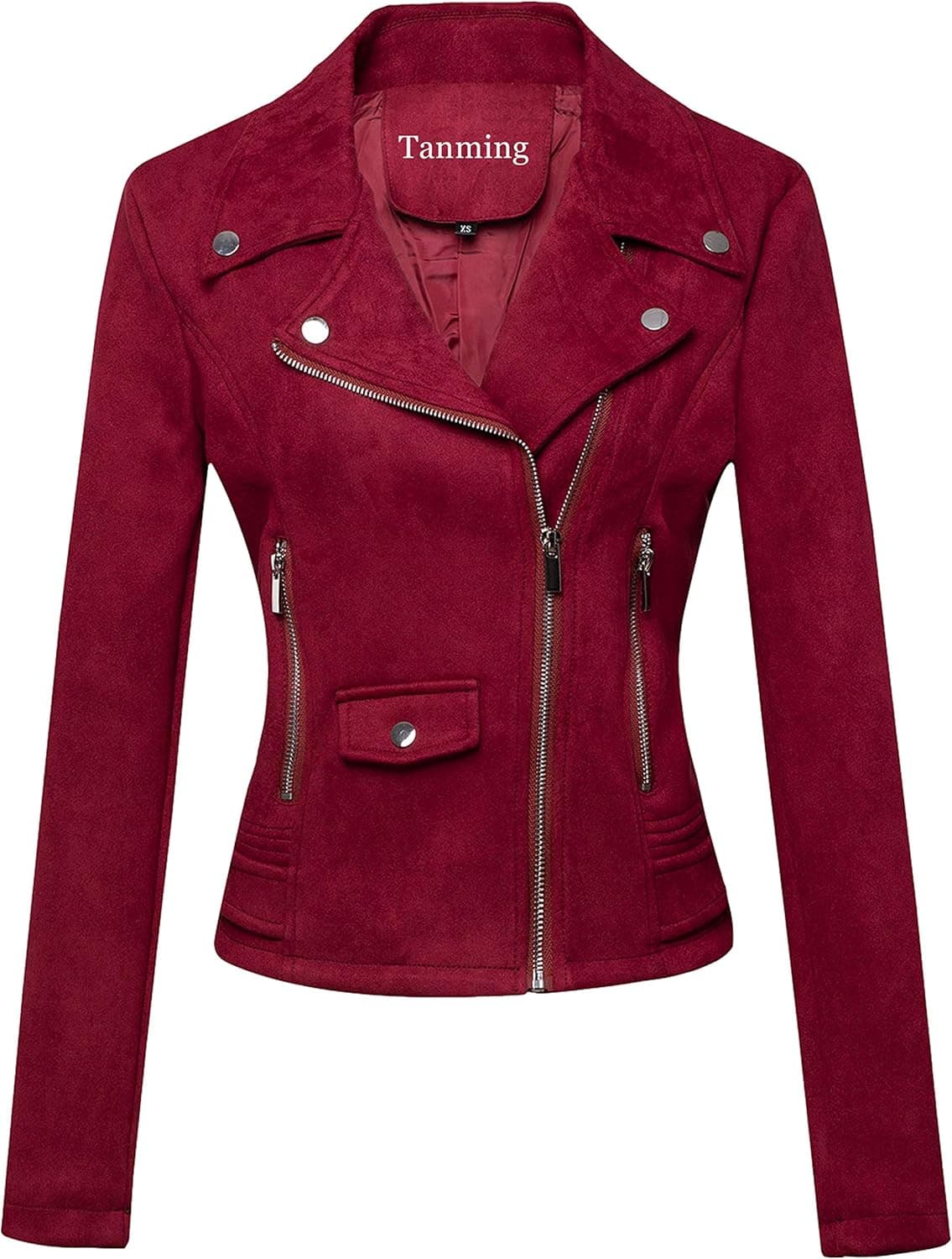 Tanming Women's Faux Leather Moto Biker Short Coat Jacket