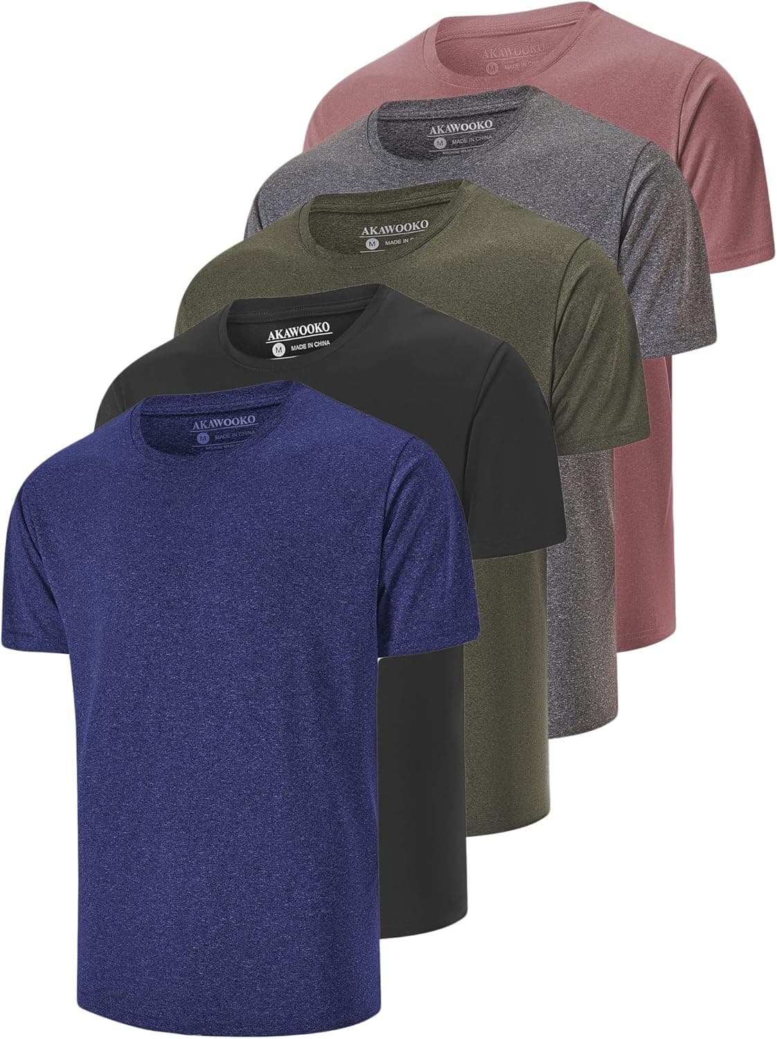 5 Pack Men's Dry Fit T Shirts, Athletic Running Gym Workout Short Sleeve Tee Shirts for Men