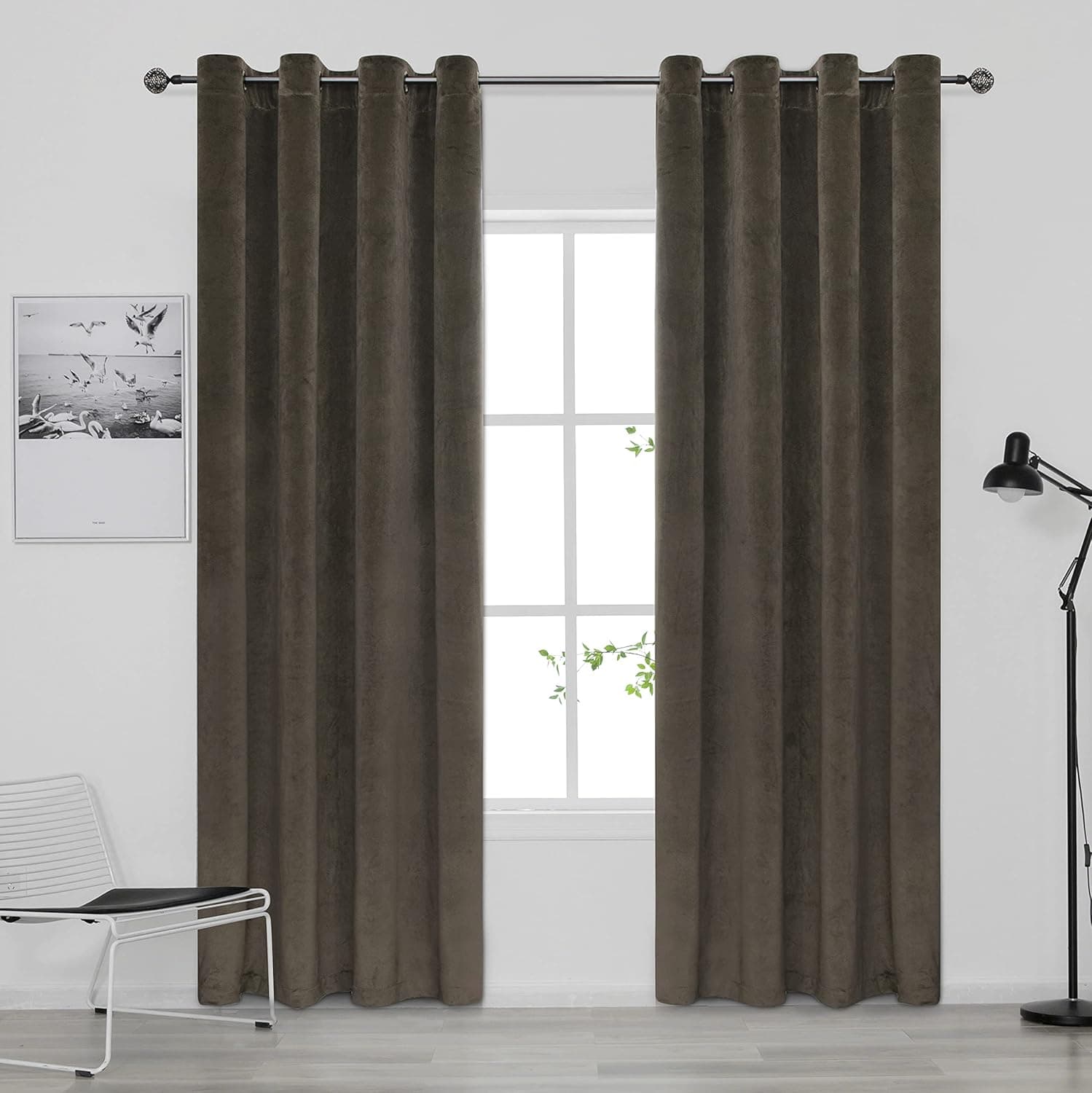 Brown Velvet Curtains 84 Inches Long Super Soft Velvet Blackout Window Curtain for Bedroom Living Room Kitchen Velvet Drapes Thermal Insulated Curtains 2 Panels (Brown, 38Wx84L)