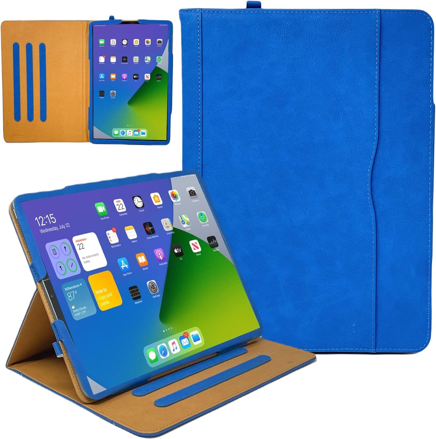 New S-Tech iPad Pro 11 2018 Model Soft Leather Wallet Smart Cover with Magnetic Auto Sleep/Wake Feature Flip Wallet Case (Blue)