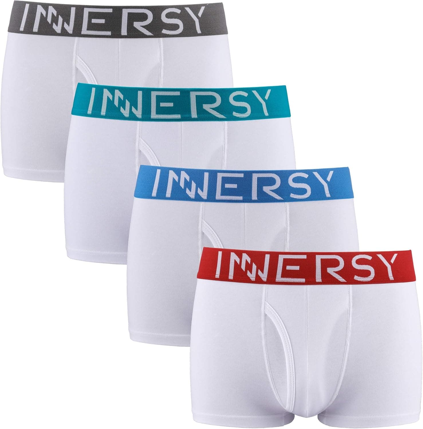 INNERSY Mens Trunk Underwear Short Leg Boxer Briefs Cotton Stretch 4 Pack