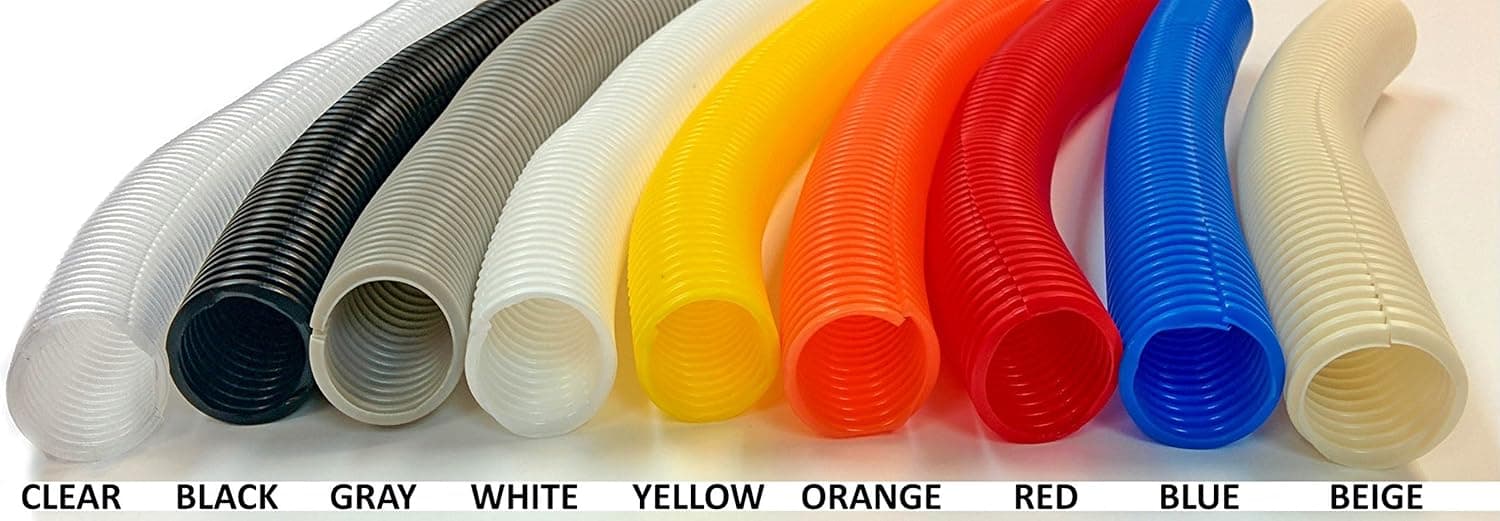 Electriduct 1" Split Wire Loom Tubing Polyethylene Corrugated Flexible Conduit (1 Inch ID) - Beige - 10 Feet