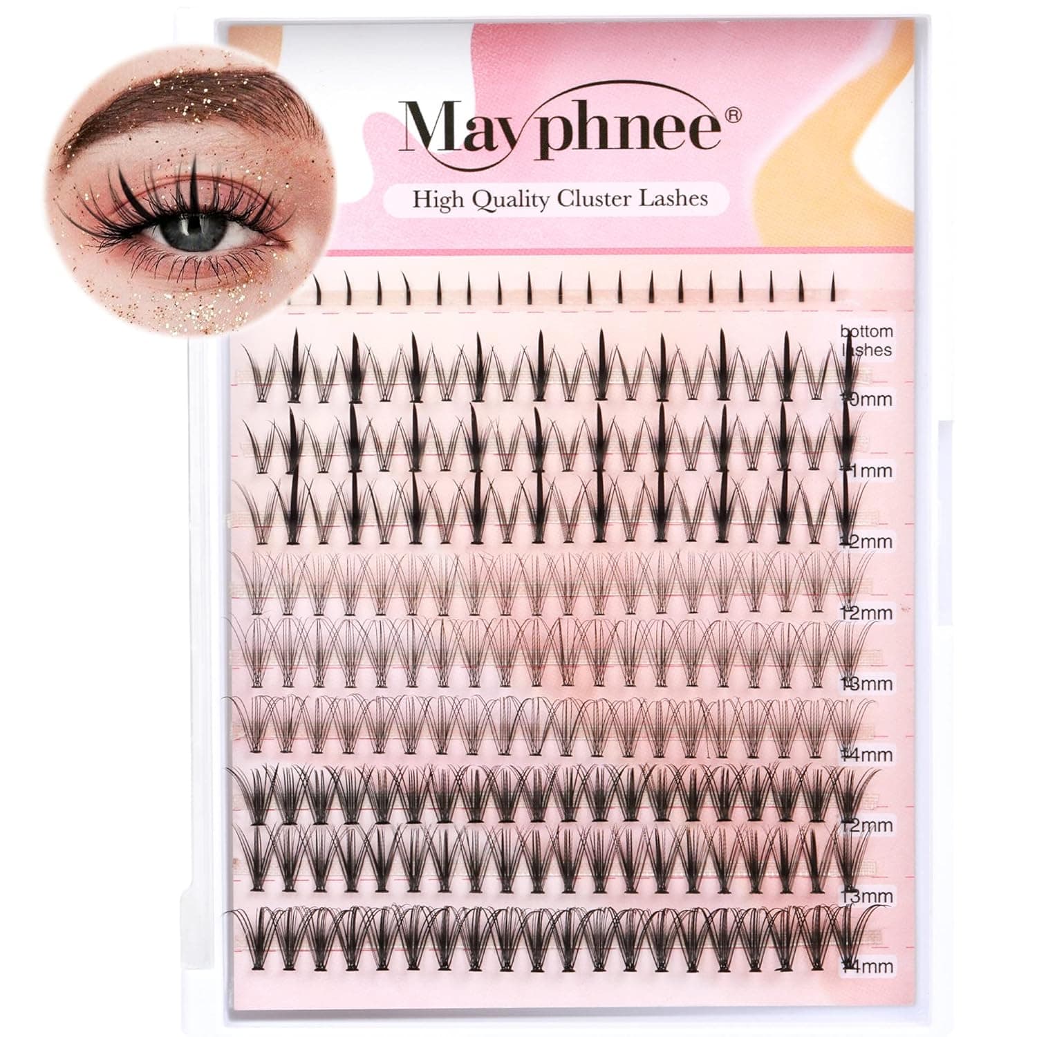 Individual Lashes Mixed Lengths DIY Lash Clusters Extension Natural Look Eyelashes C Curl Wispy Micro Band 200 Pcs Fake Eyelashes Pack by Mavphnee