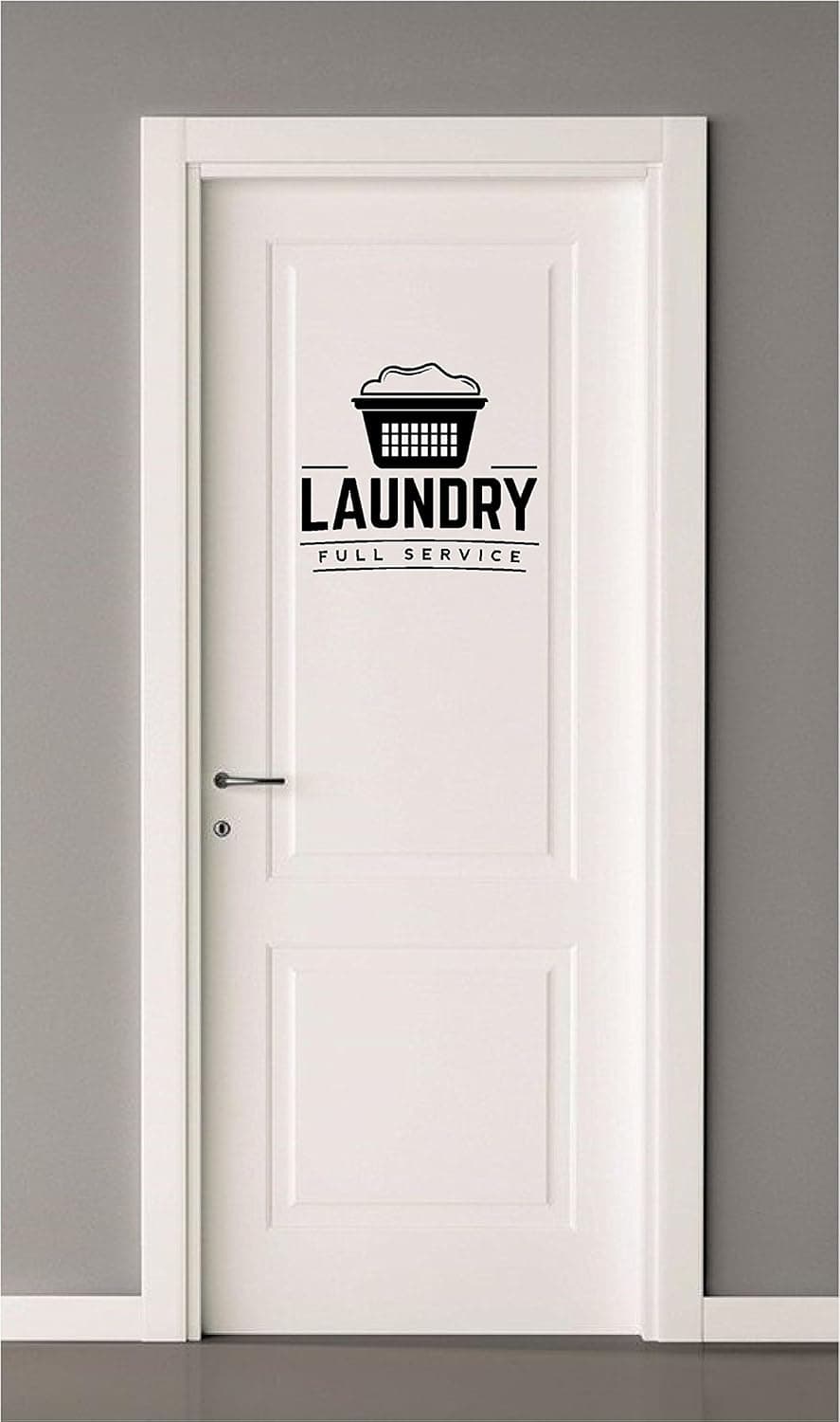 Home Wall Decal Laundry Room Door Sticker - Laundry Full Service - Vinyl Wall Decals Sayings Words Art Decor Lettering Wall Art Inspirational Uplifting