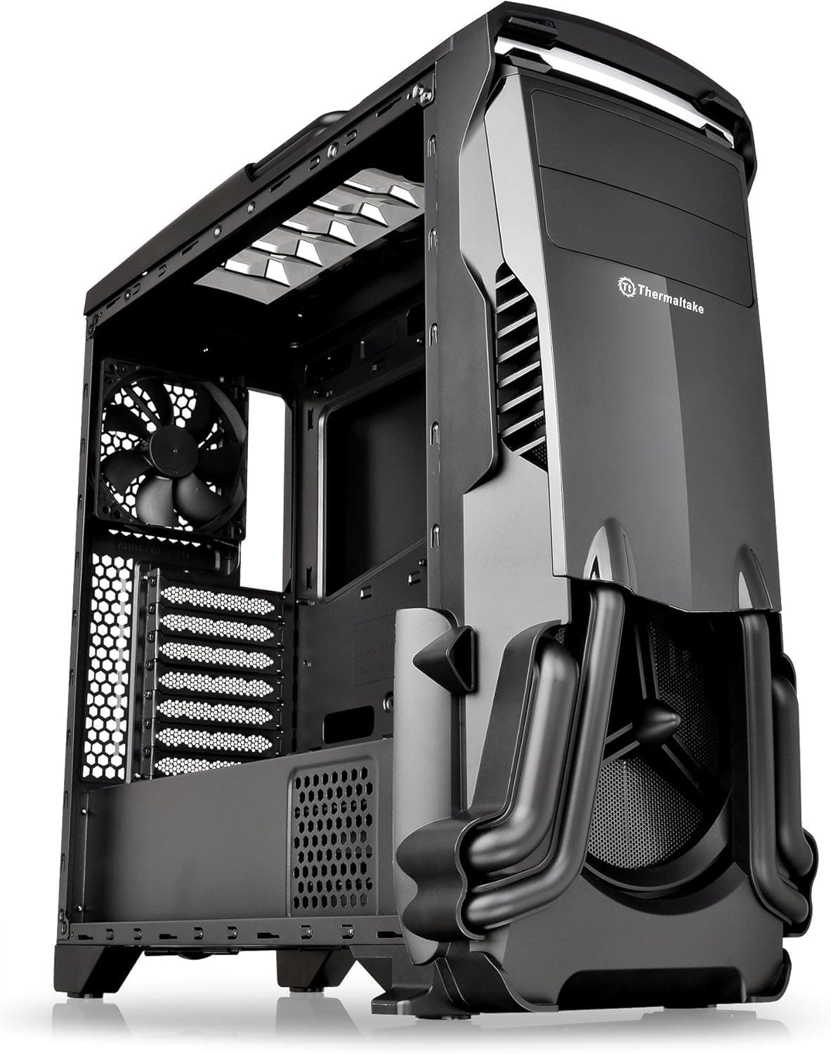 Thermaltake Versa N24 Black ATX Mid Tower Gaming Computer Case Chassis with Power Supply Cover, 120mm Rear Fan preinstalled CA-1G1-00M1WN-00
