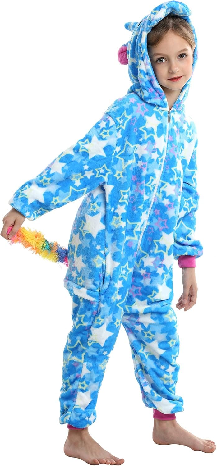 Ecparty Soft Unicorn Hooded Bathrobe Sleepwear for Kids Party Costume (Colorful Unicorns Rainbow