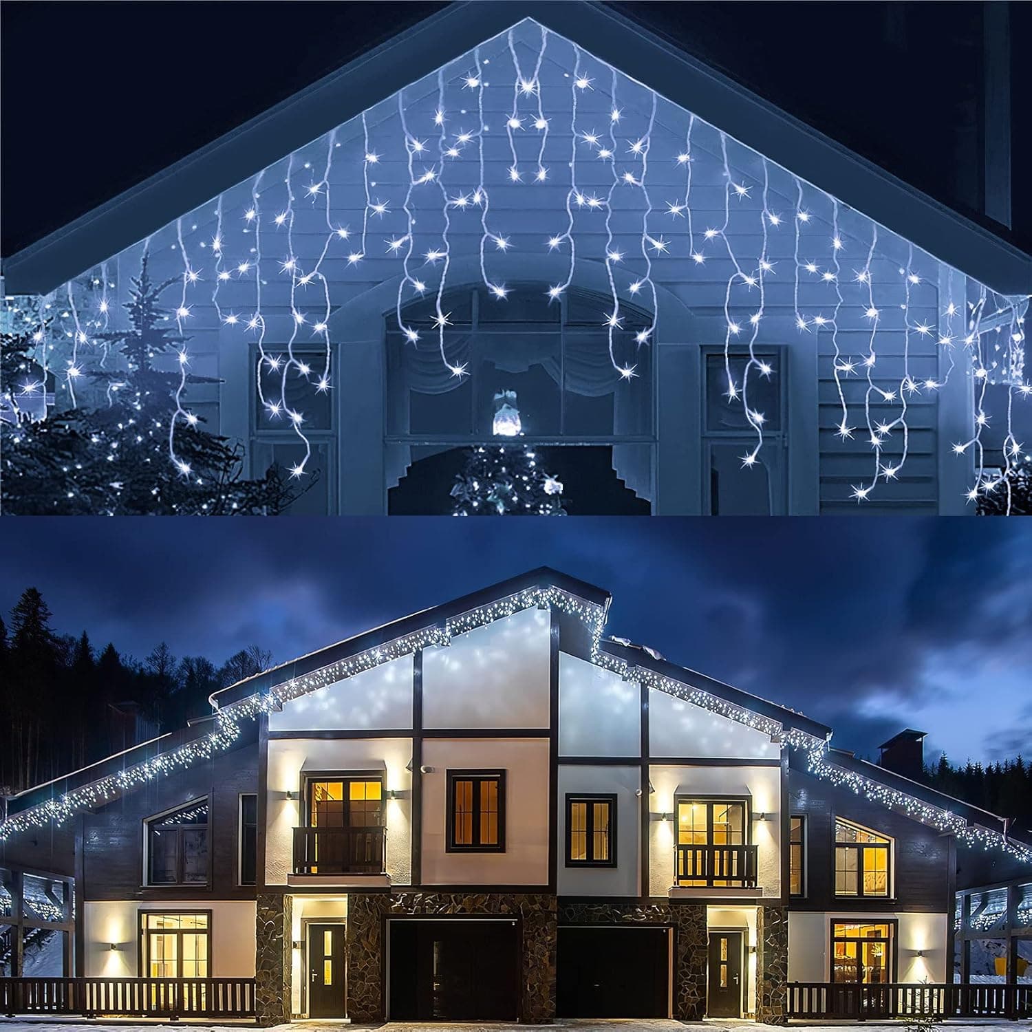 32.8ft 400 LED Icicle String Lights, 8 Modes Waterproof Icicle Christmas Lights Outdoor with Memory Function, Curtain Fairy Lights Hanging Decor for Home, Party, Wedding, Christmas (Cool White)