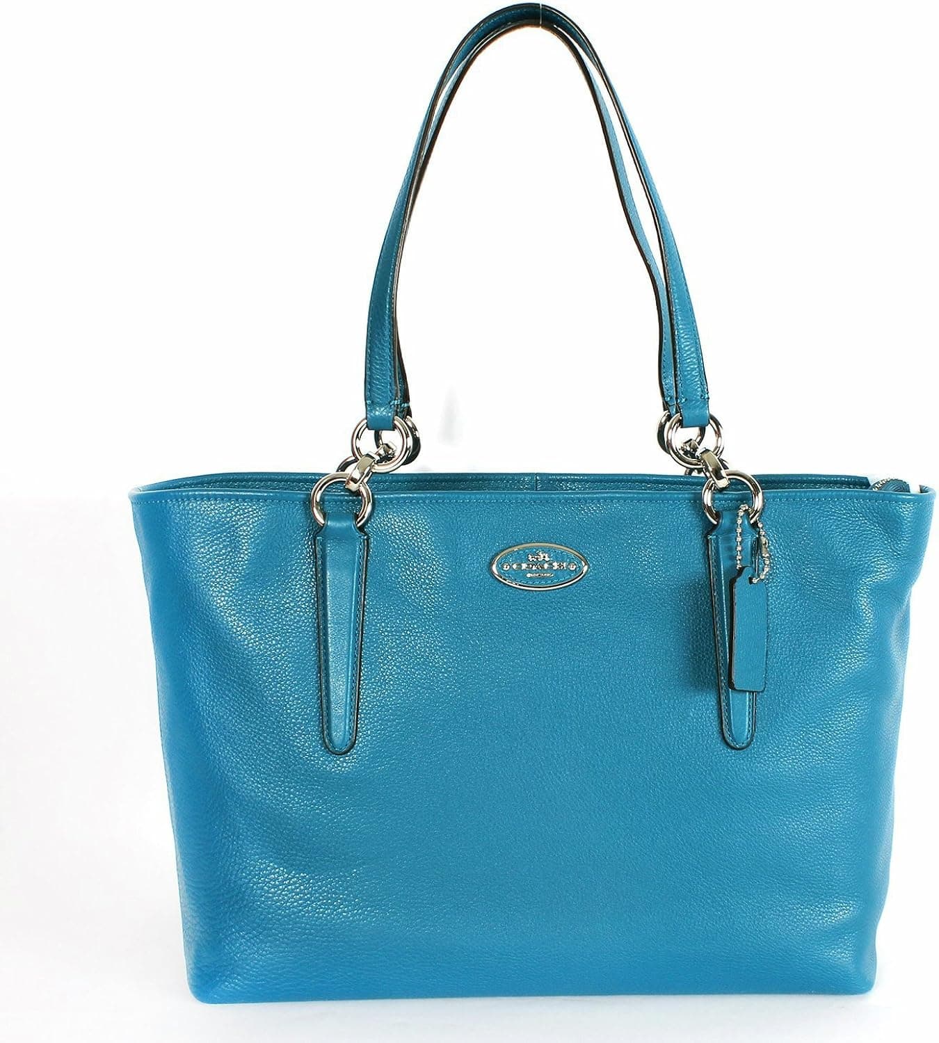 Coach Pebbled Leather Chicago Ellis Zip Tote Handbag 33961 Teal