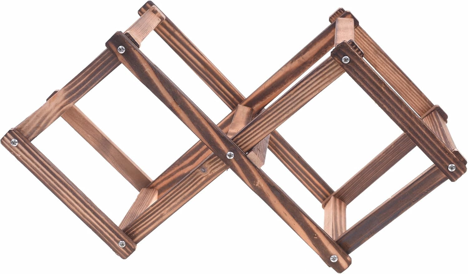 Beautyflier Creative Wood Foldable Rhombus Shaped Countertop 3 Bottles Wine Rack Organizer Display Shelf