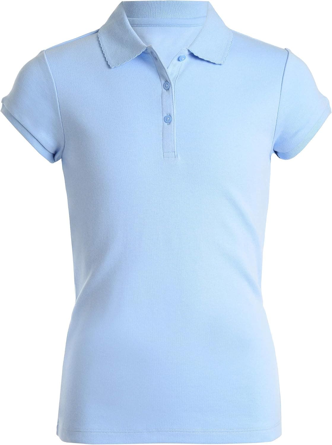 Nautica Girls' School Uniform Short Sleeve Polo Shirt, Button Closure, Soft Pique Fabric