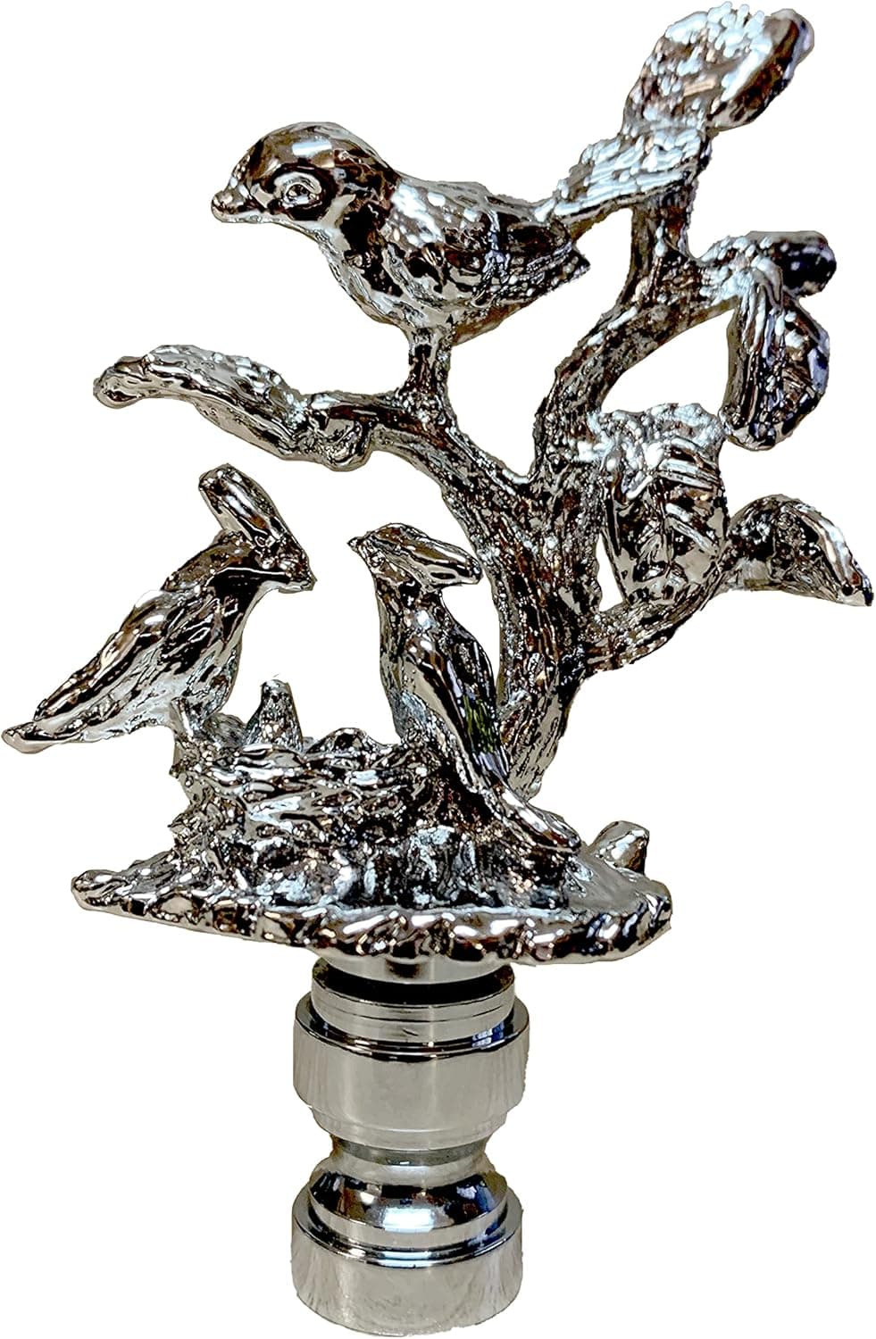Royal Designs, Inc. Nesting Bird Design Finial for Lamp Shade, F-5060CH-1, Chrome - Single Pack
