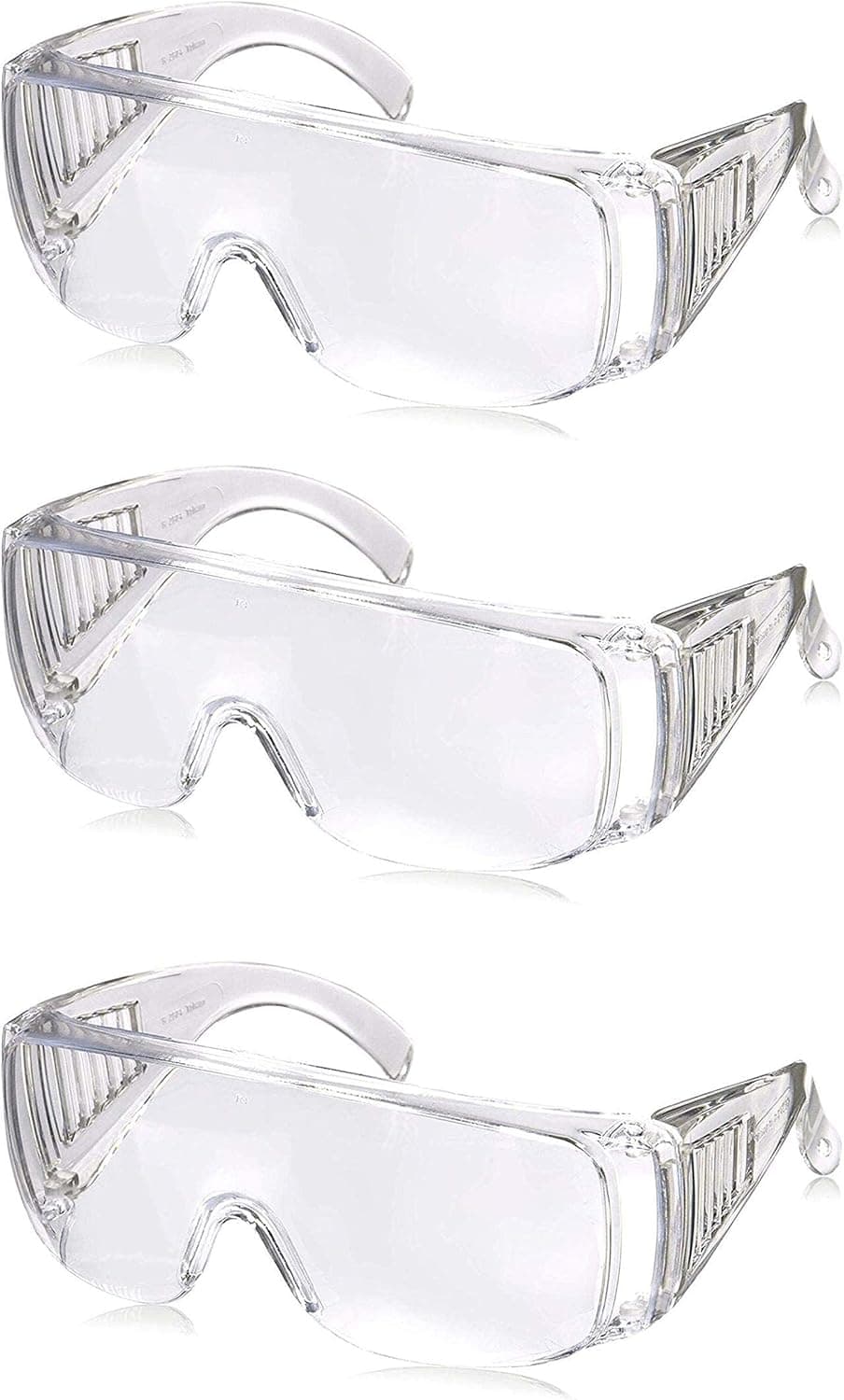Safety Goggles, Anti-Fog Eye Protection Glasses, Lightweight Dustproof Over-Glasses, Anti-Splash Goggles for Men and Women - 3 Packs