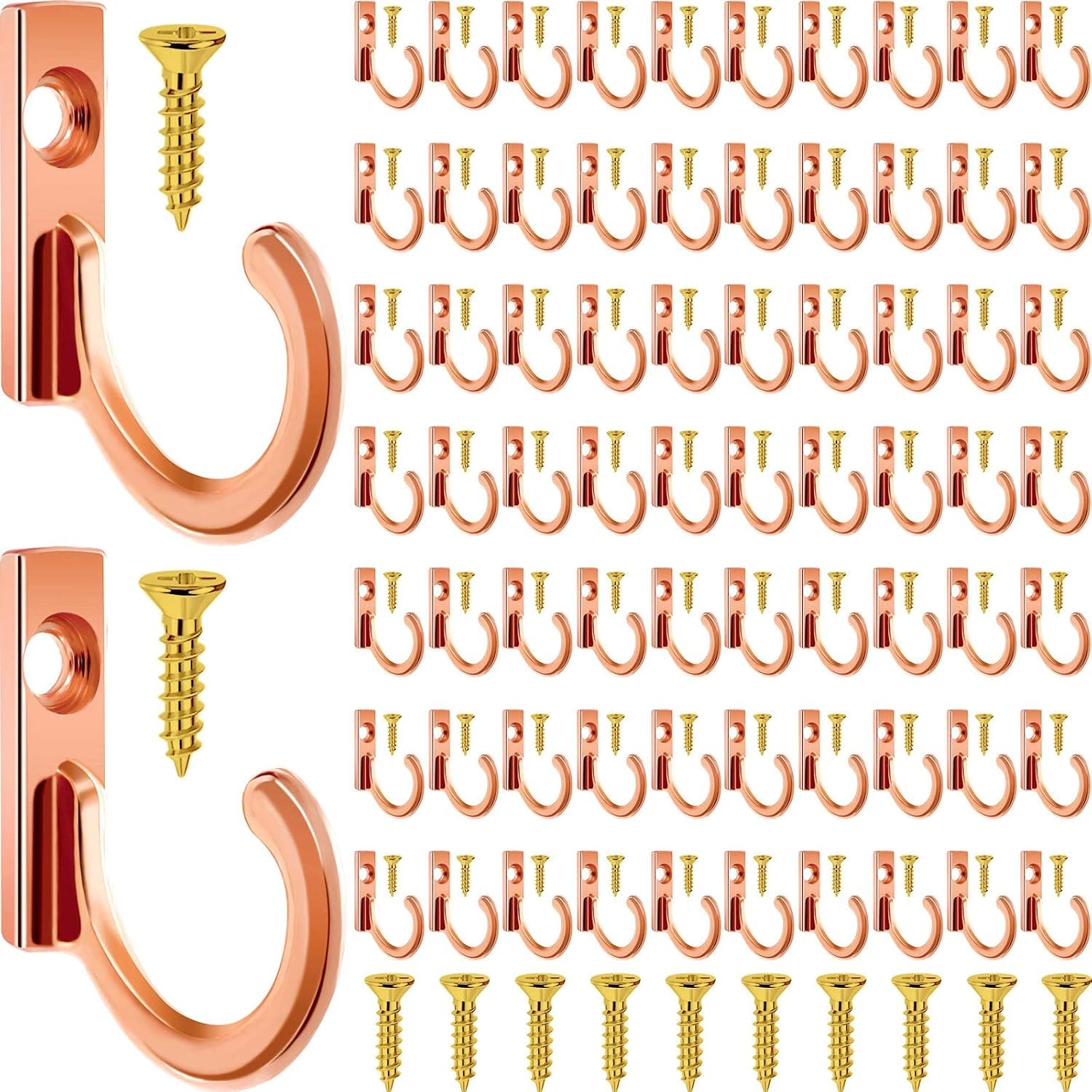 Zhehao 100 Pieces Key Hooks Jewelry Small Hooks Key Hanging Small Hooks Wall Mounted Single Hook Robe Hooks Coat Hooks and 110 Pieces Screws for Hanging Hat, Scarf, Bag (Rose Gold,100 Pieces)
