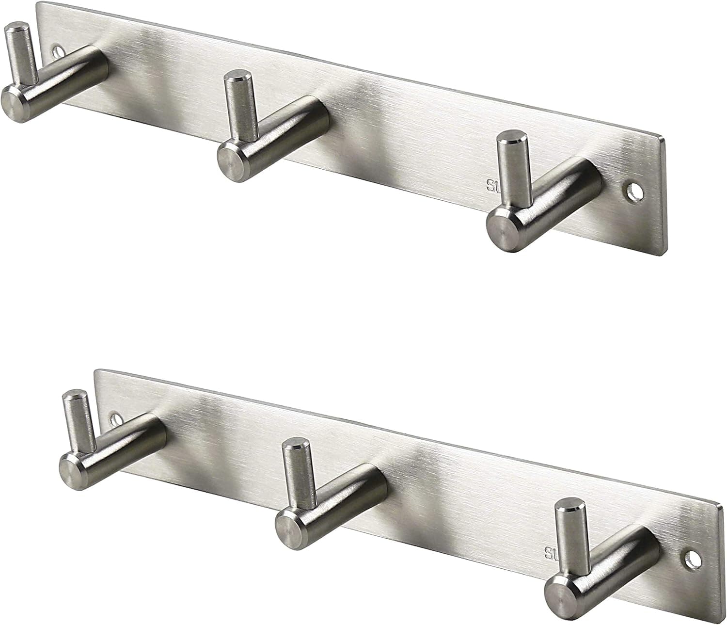 Set of 2, WEBI Heavy Duty SUS 304 Coat Bath Towel Hanger Rail Bar, 3 Hooks, Brushed Finish, for Bedroom, Bathroom, Foyers, Hallways, Entryway, for Great Home, Office Storage & Organization, L-YZ03