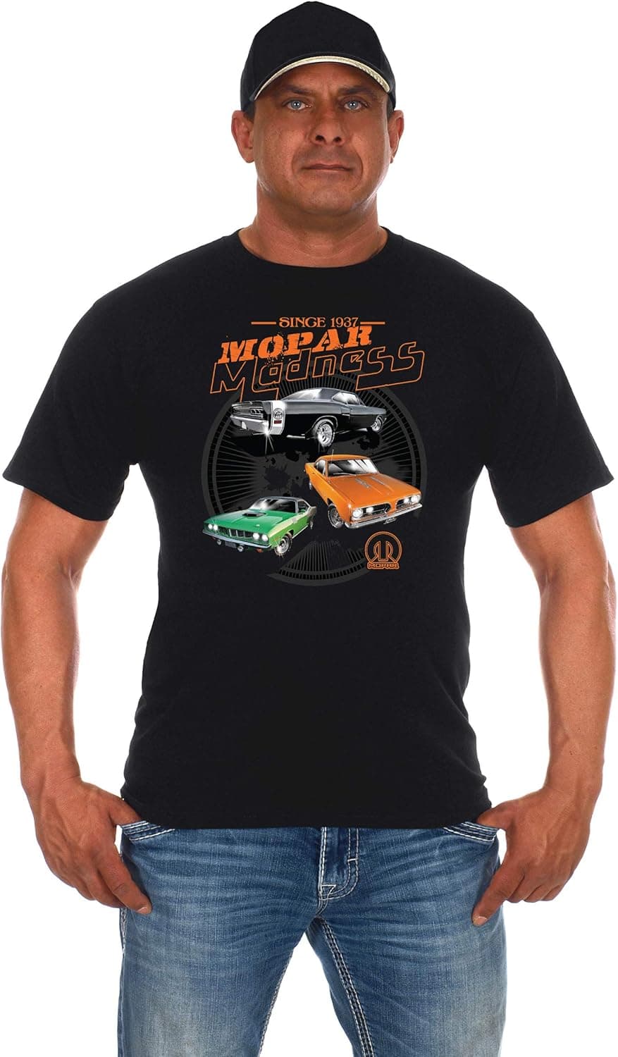 JH Design Men's Mopar Madness T-Shirt Short Sleeve Black Shirt
