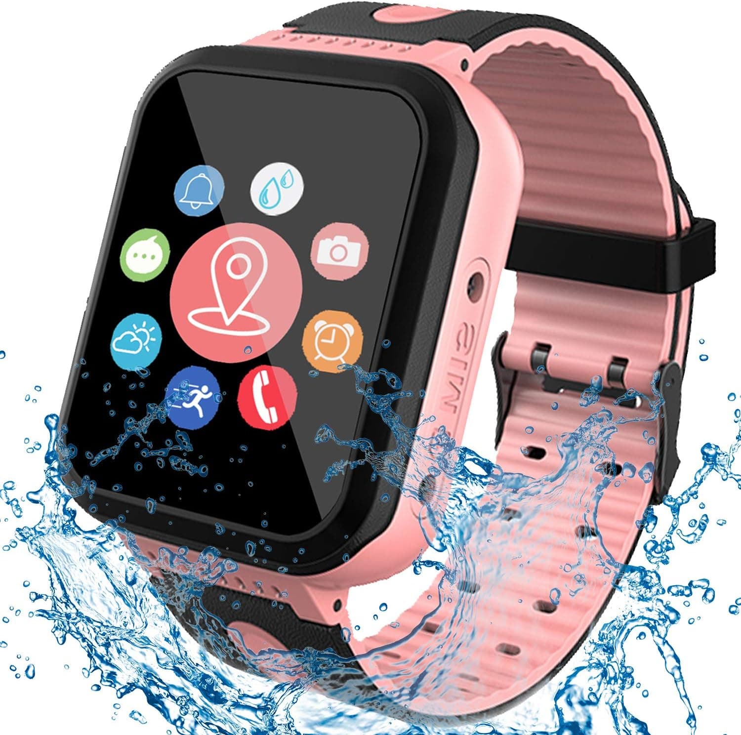 [IP67 Waterproof Phone Watch] Smartwatch for Kids, GPS Tracker with SOS Alarm Clock Game Wrist Smart Watch for Girls Boys Student Children Birthday Toys School Travel Outdoor (Purple)